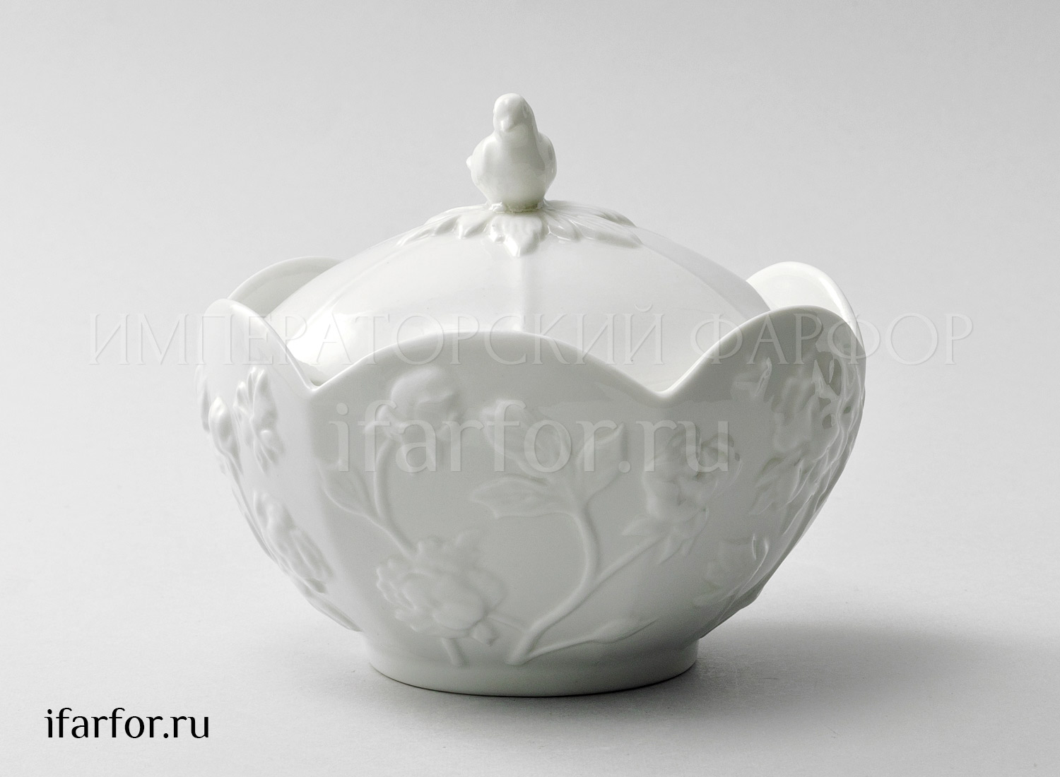 Сахарница «Цветочный рельеф Ivory» Фарфор. 420 мл.