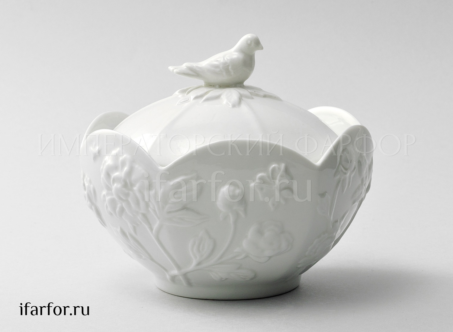 Сахарница «Цветочный рельеф Ivory» Фарфор. 420 мл.