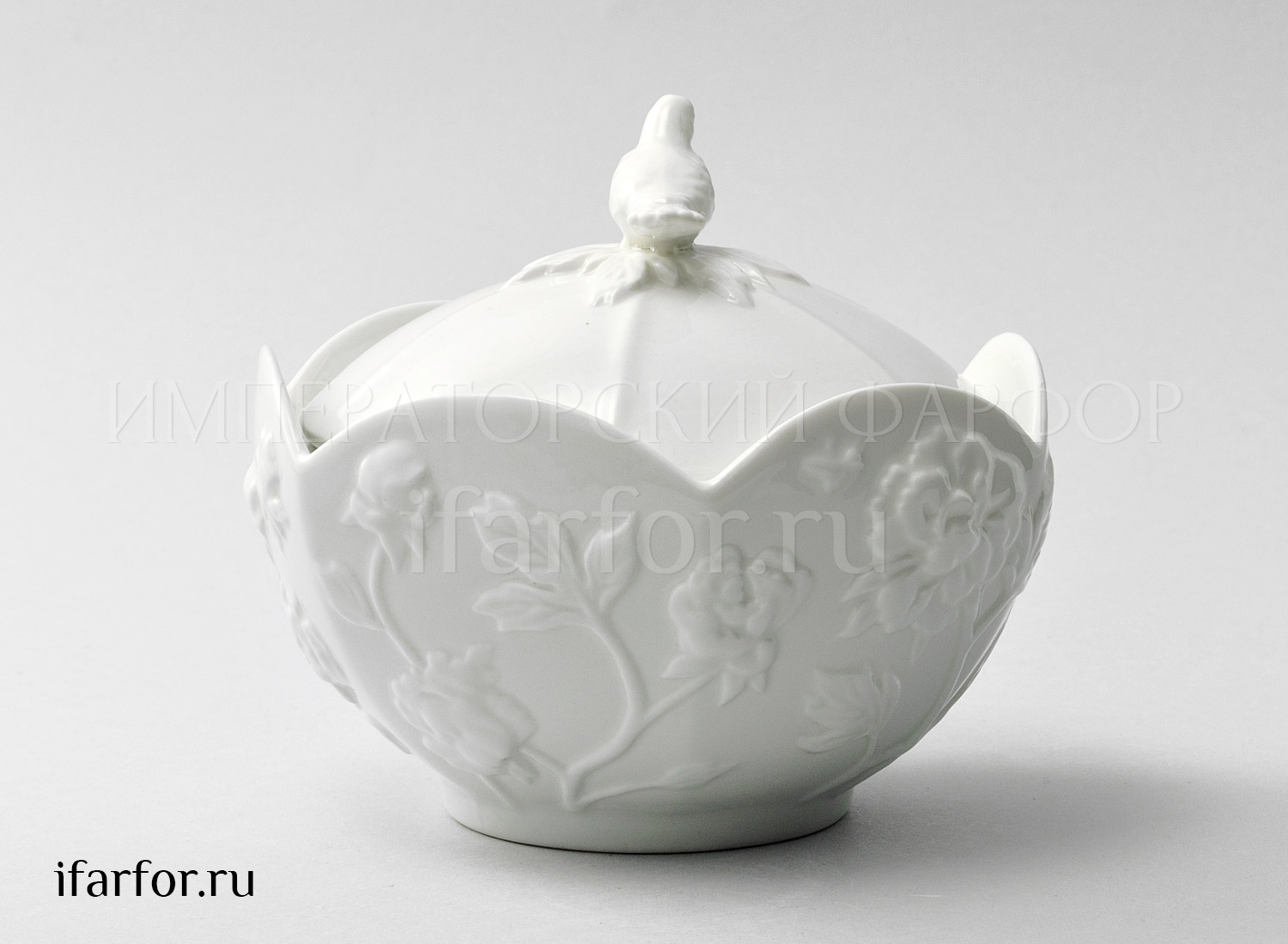 Сахарница «Цветочный рельеф Ivory» Фарфор. 420 мл.