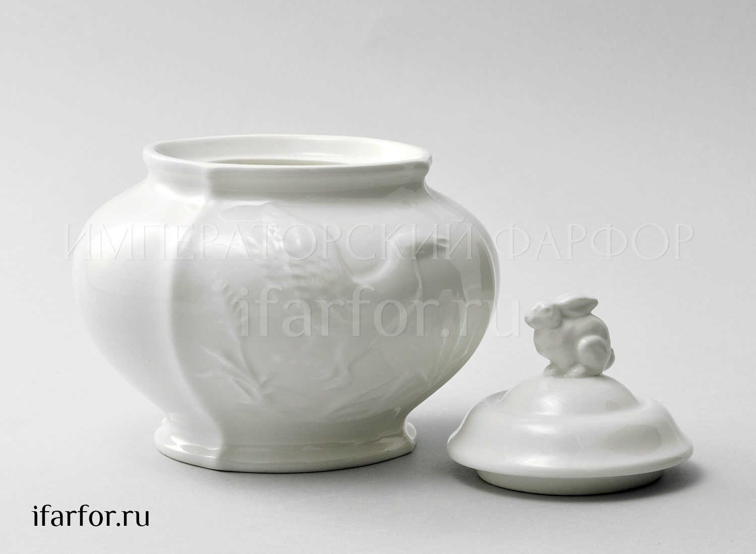 Сахарница «Рельеф Охотничий Ivory» Фарфор. 700 мл.