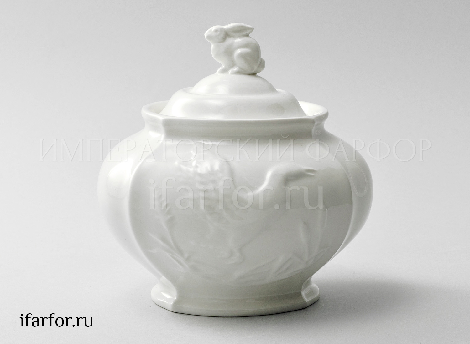 Сахарница «Рельеф Охотничий Ivory» Фарфор. 700 мл.