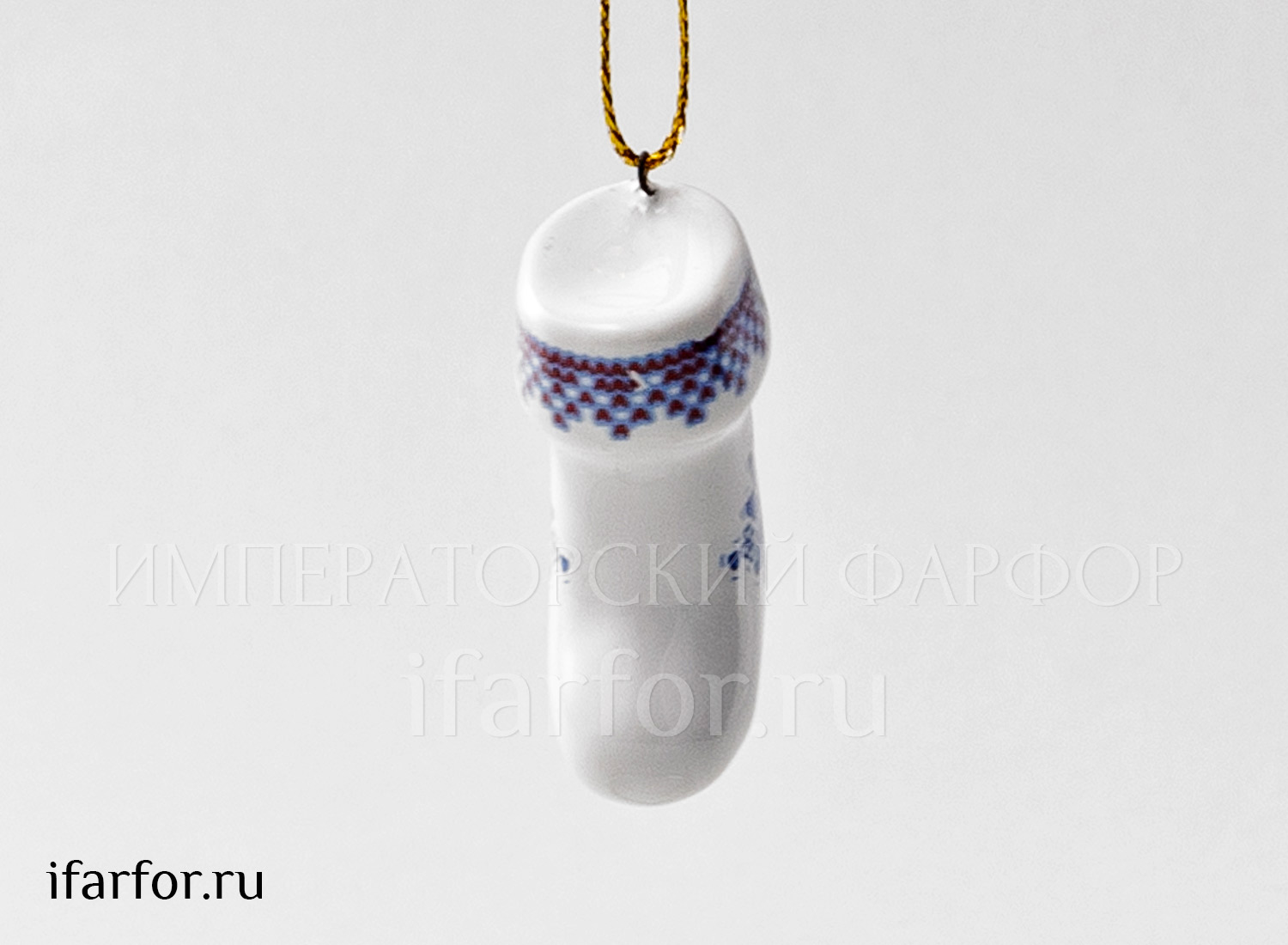 Елочная игрушка «Валенок» Форма: Валенок. Майолика. 51 x 63 мм.