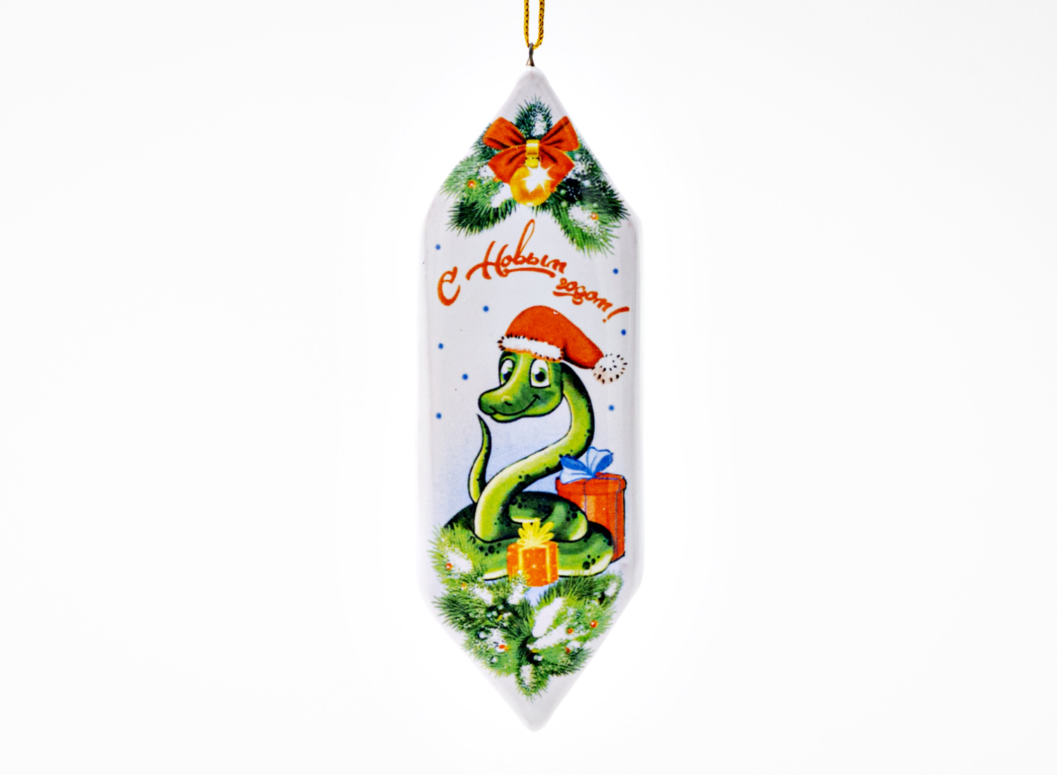 Елочная игрушка «Конфета 13» Форма: Конфета 13. Майолика. 35 x 105 мм.