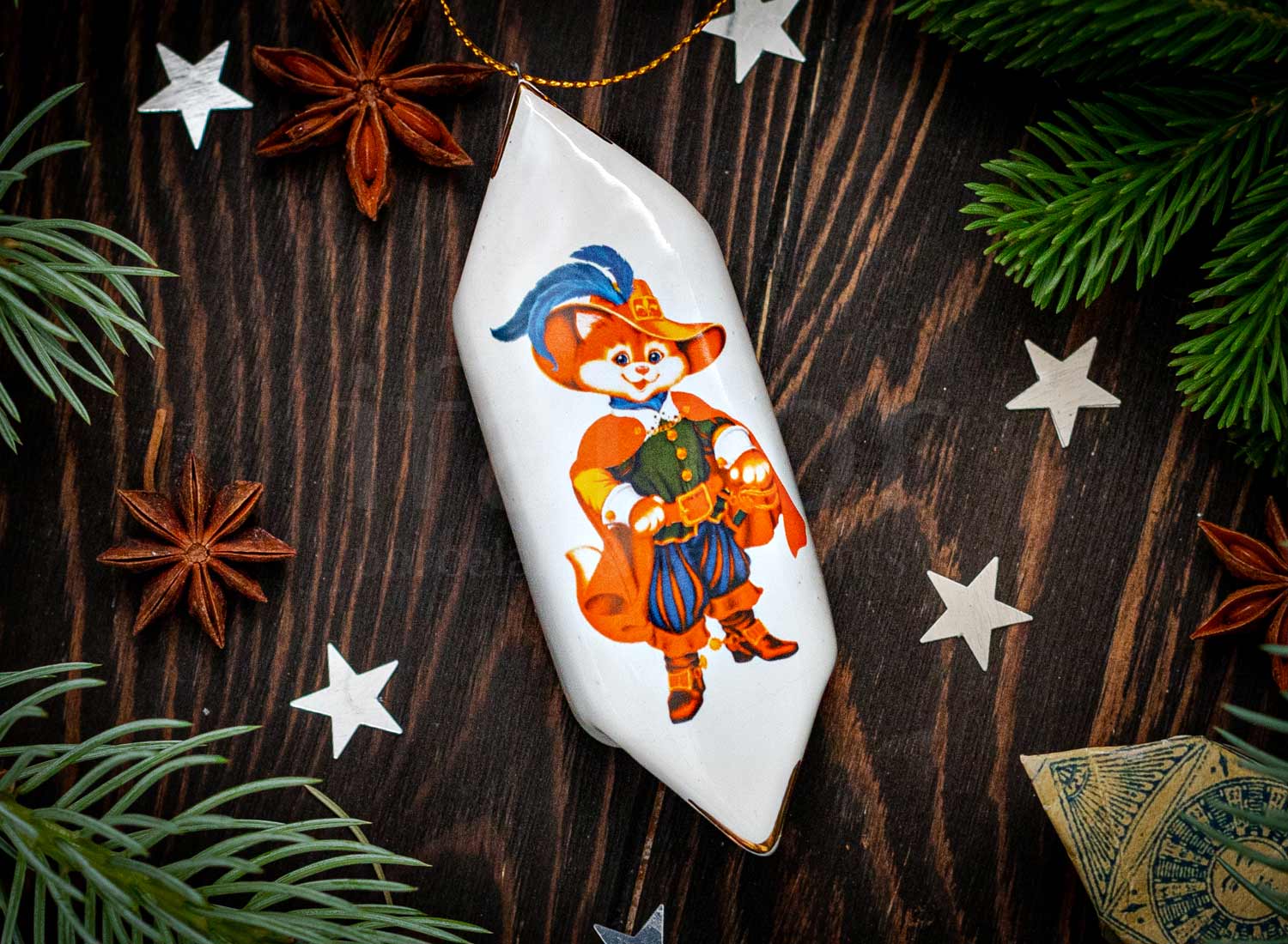 Елочная игрушка «Конфета 9» Форма: Конфета 9. Майолика. 35 x 105 мм.