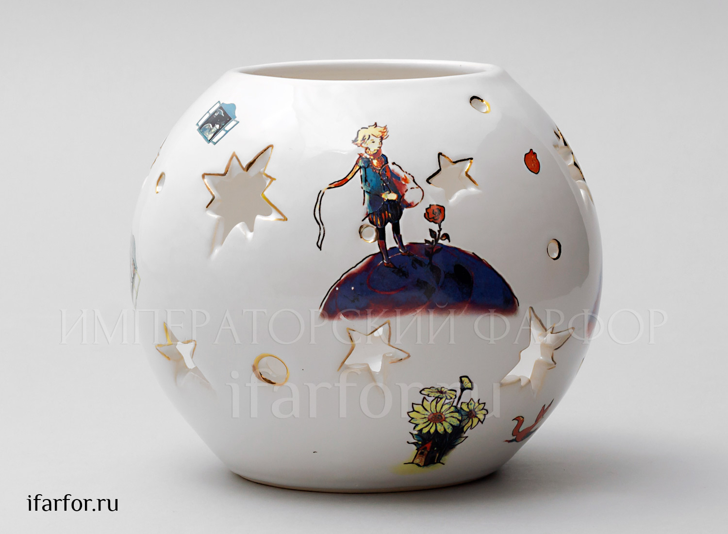 Подсвечник «Маленький принц» Форма: Шар. Майолика. 140 x 130 мм.