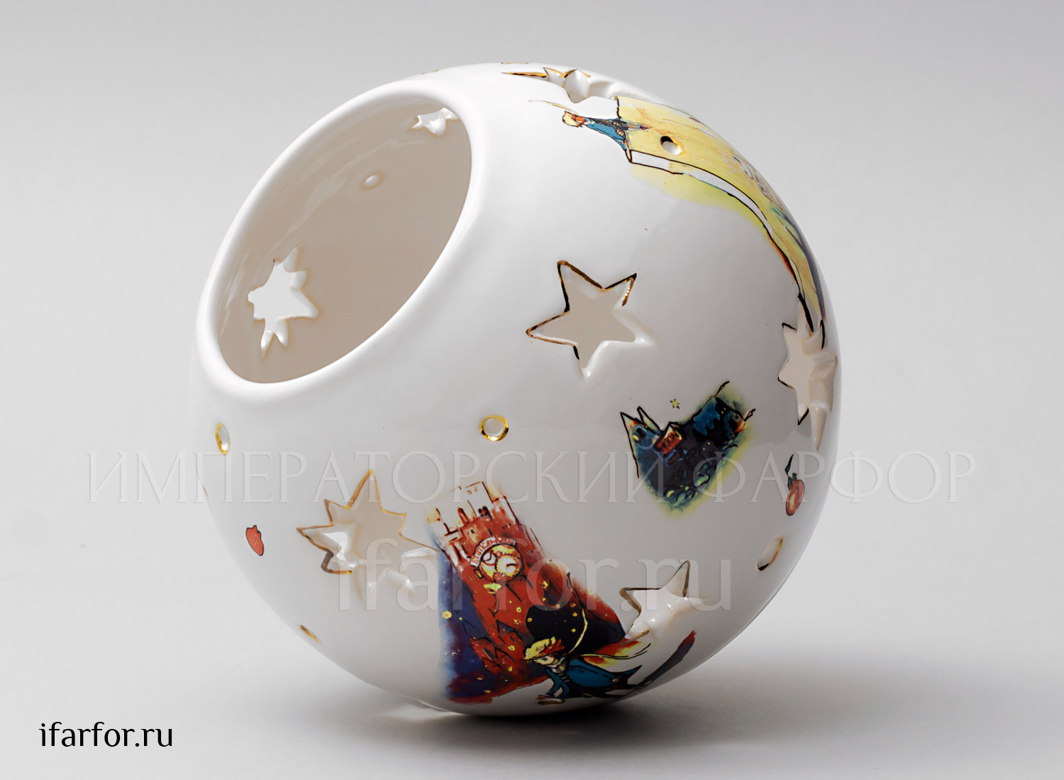 Подсвечник «Маленький принц» Форма: Шар. Майолика. 140 x 130 мм.