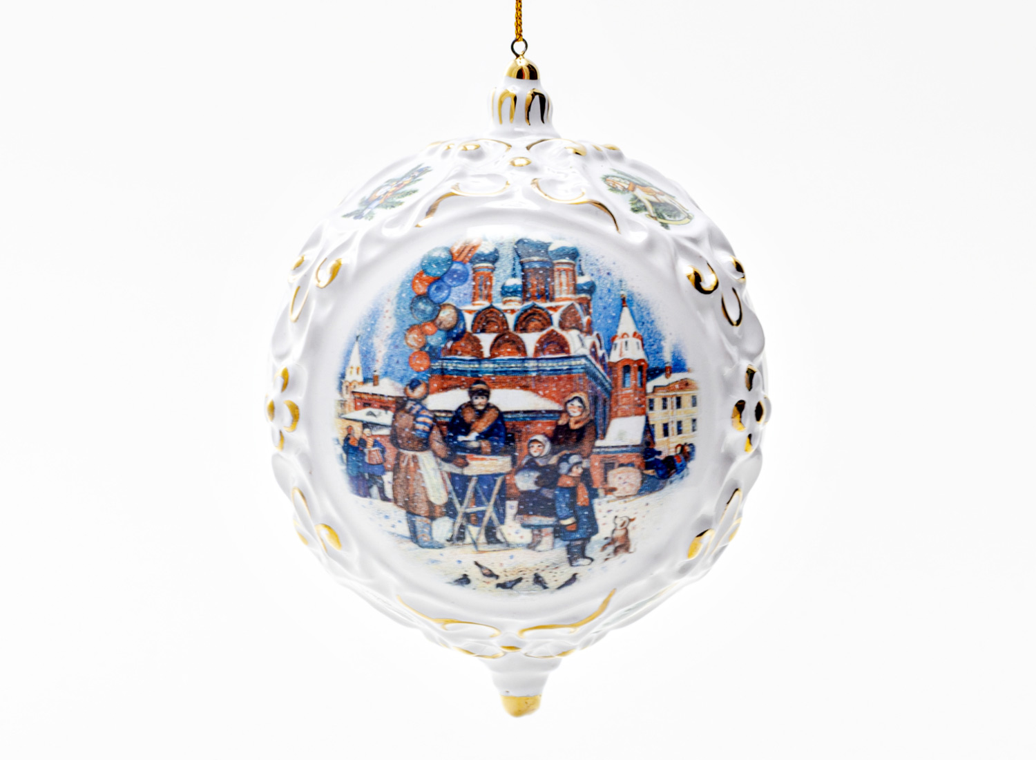 Елочная игрушка «Шар средний» Форма: Шар средний. Майолика. 90 x 120 мм.