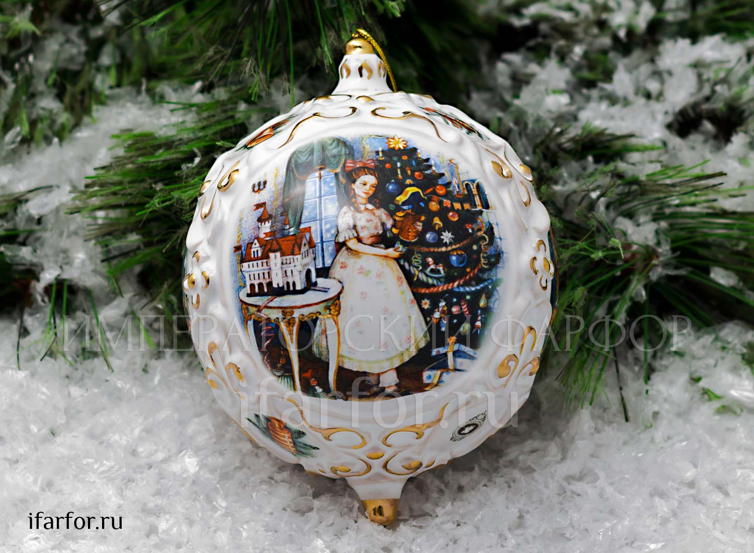 Елочная игрушка «Шар средний» Форма: Шар средний. Майолика. 90 x 120 мм.