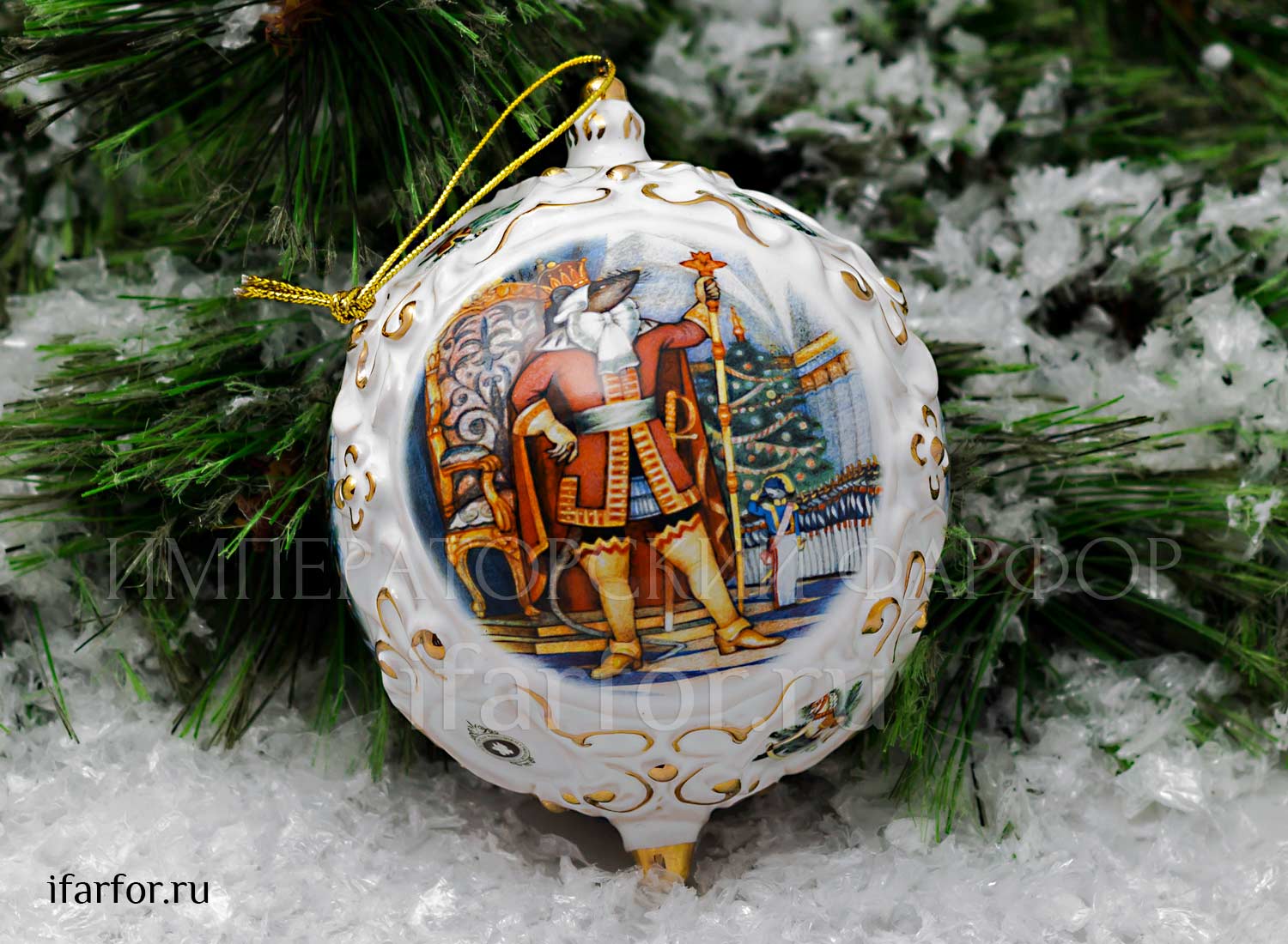 Елочная игрушка «Шар средний» Форма: Шар средний. Майолика. 90 x 120 мм.