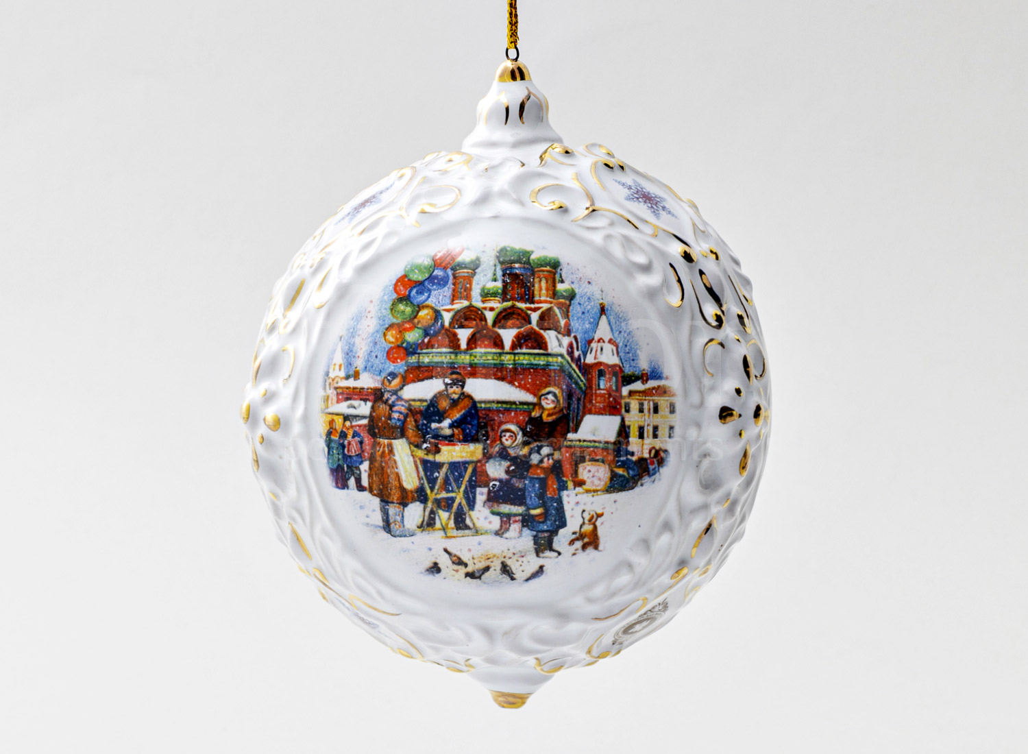 Елочная игрушка «Шар большой» Форма: Шар большой. Майолика. 110 x 140 мм.