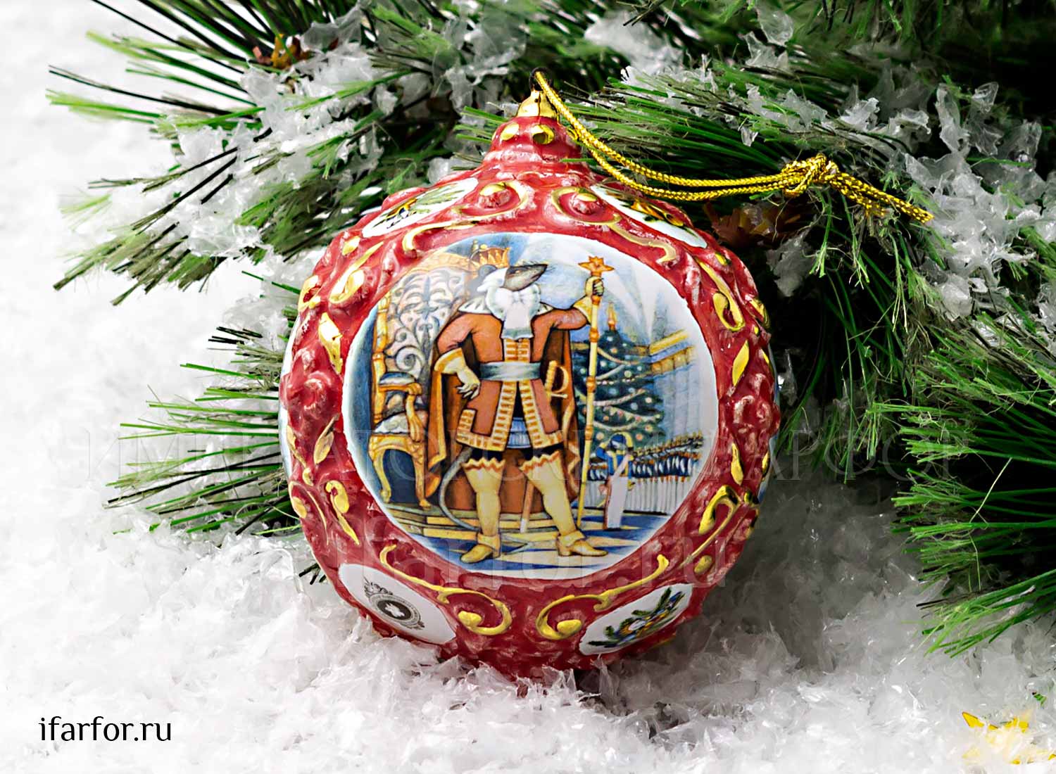 Елочная игрушка «Шар малый цветной» Форма: Шар малый цветной. Майолика. 75 x 100 мм.
