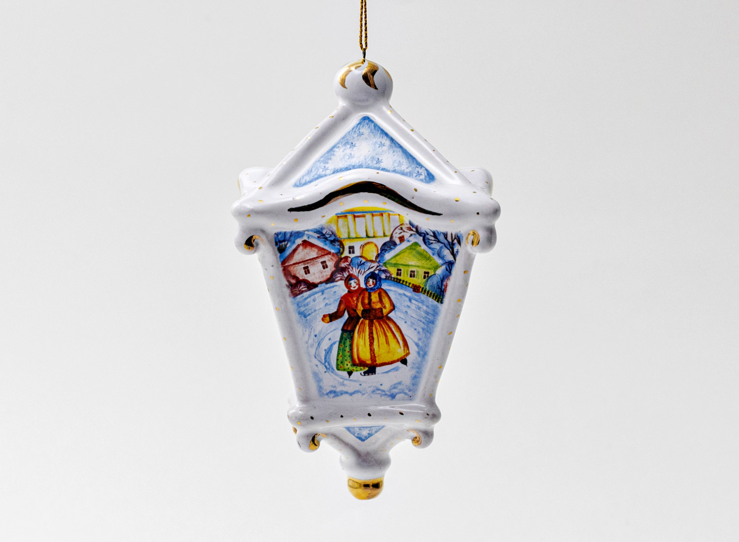 Елочная игрушка «Фонарик» Форма: Фонарик. Майолика. 80 x 130 мм.