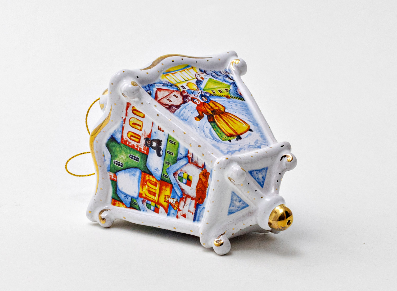 Елочная игрушка «Фонарик» Форма: Фонарик. Майолика. 80 x 130 мм.