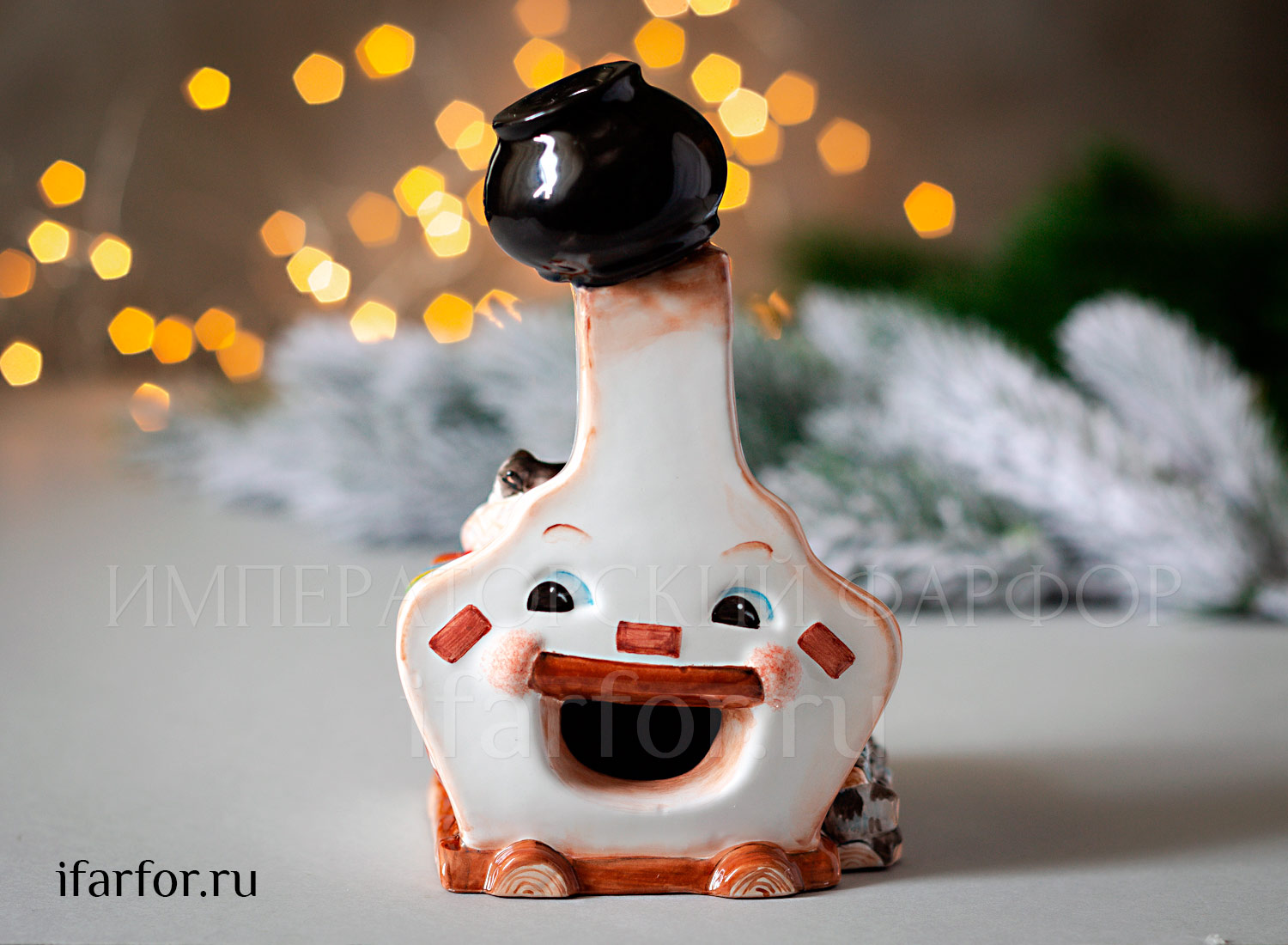 Подсвечник «Печка» Майолика. 90 x 145 мм.