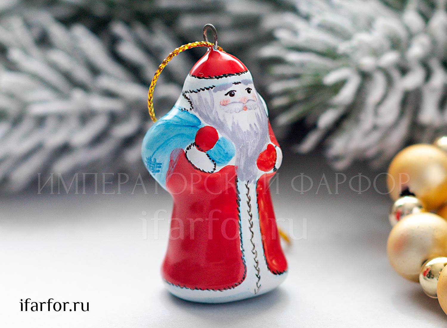 Елочная игрушка «Дед Мороз малый» Форма: Дед Мороз малый. Майолика. 55 мм.