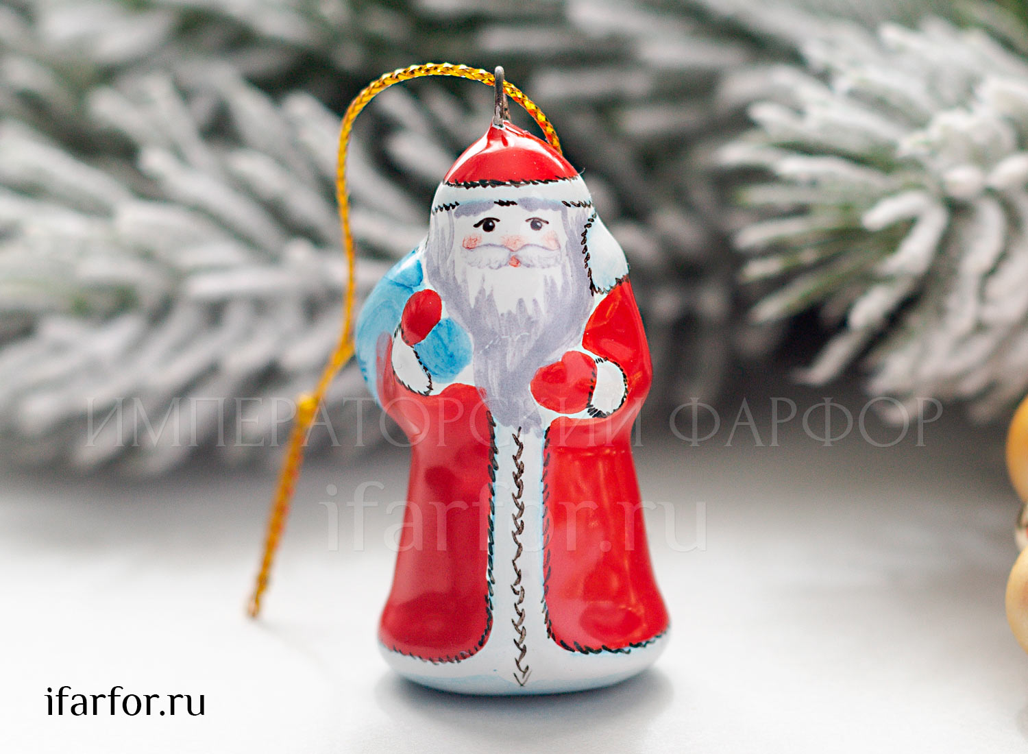 Елочная игрушка «Дед Мороз малый» Форма: Дед Мороз малый. Майолика. 55 мм.