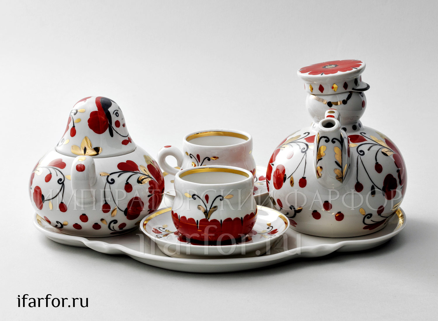 Сервиз с подносом «Веселушки» 2/7 Форма: Ладушки. Фарфор