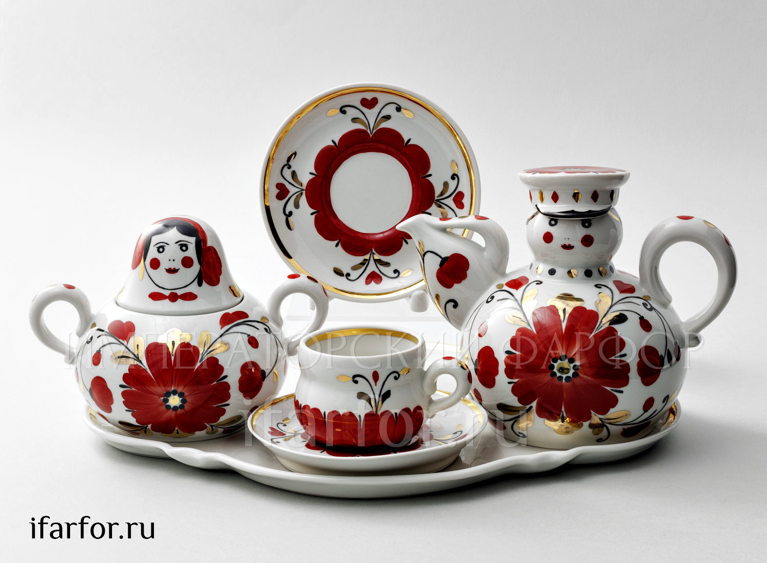 Сервиз с подносом «Веселушки» 2/7 Форма: Ладушки. Фарфор