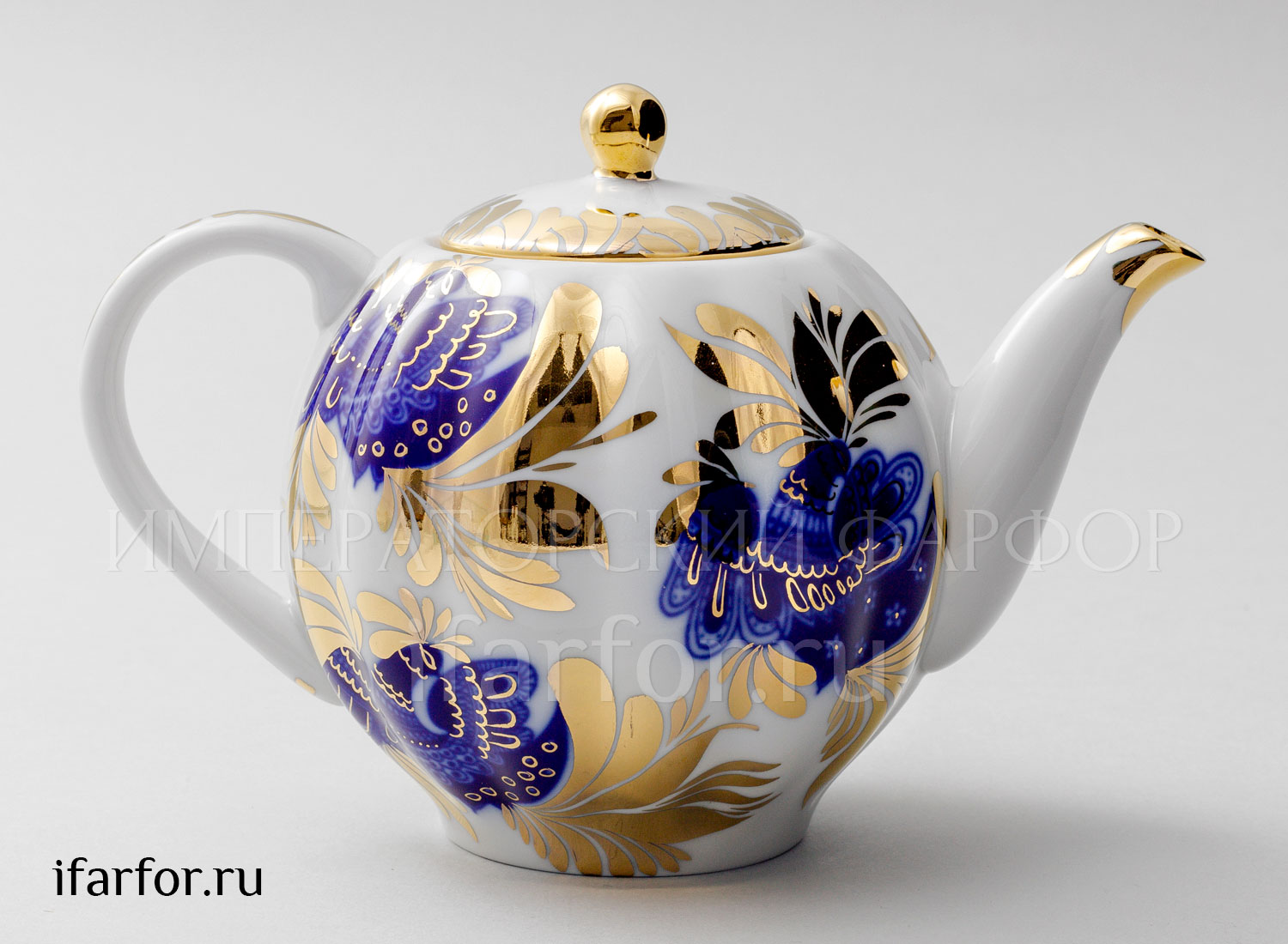 Чайник заварочный «Золотой сад» Форма: Тюльпан. Твердый фарфор. 600 мл.