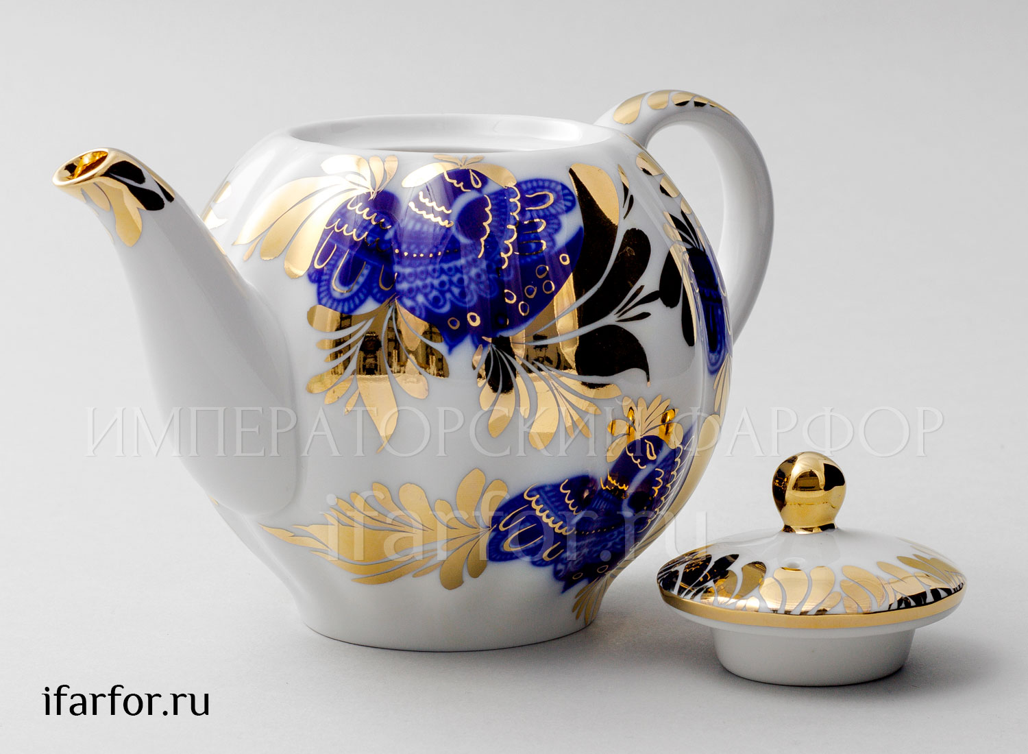 Чайник заварочный «Золотой сад» Форма: Тюльпан. Твердый фарфор. 600 мл.