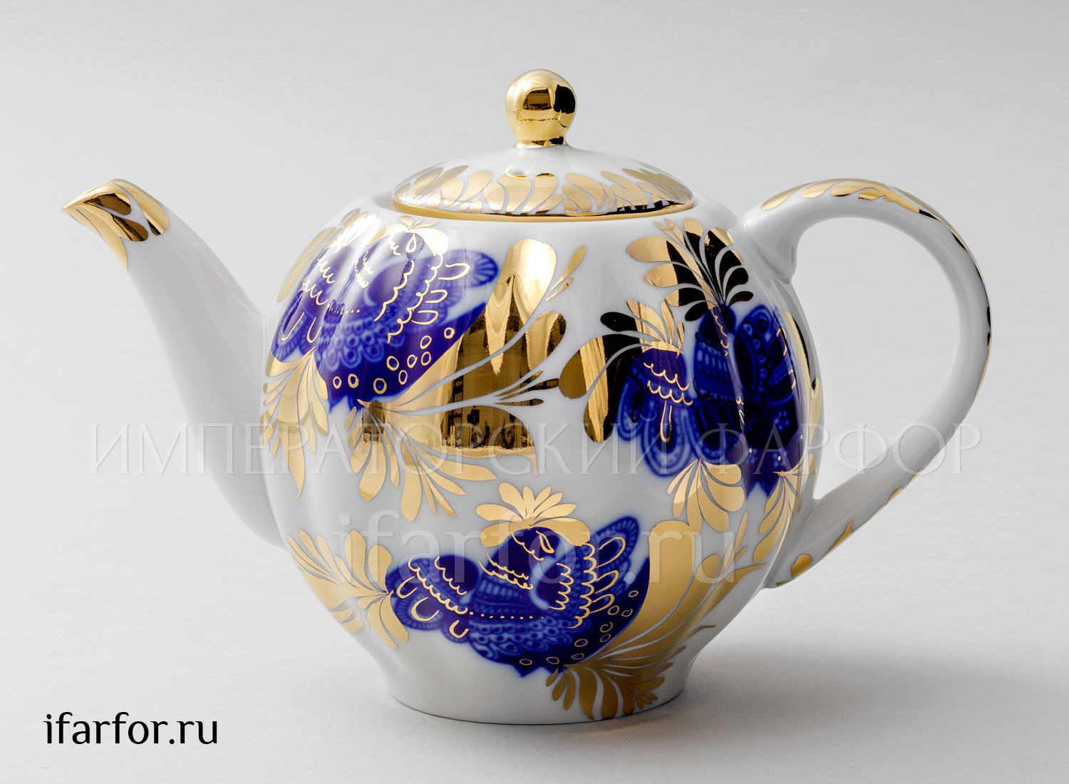 Чайник заварочный «Золотой сад» Форма: Тюльпан. Твердый фарфор. 600 мл.