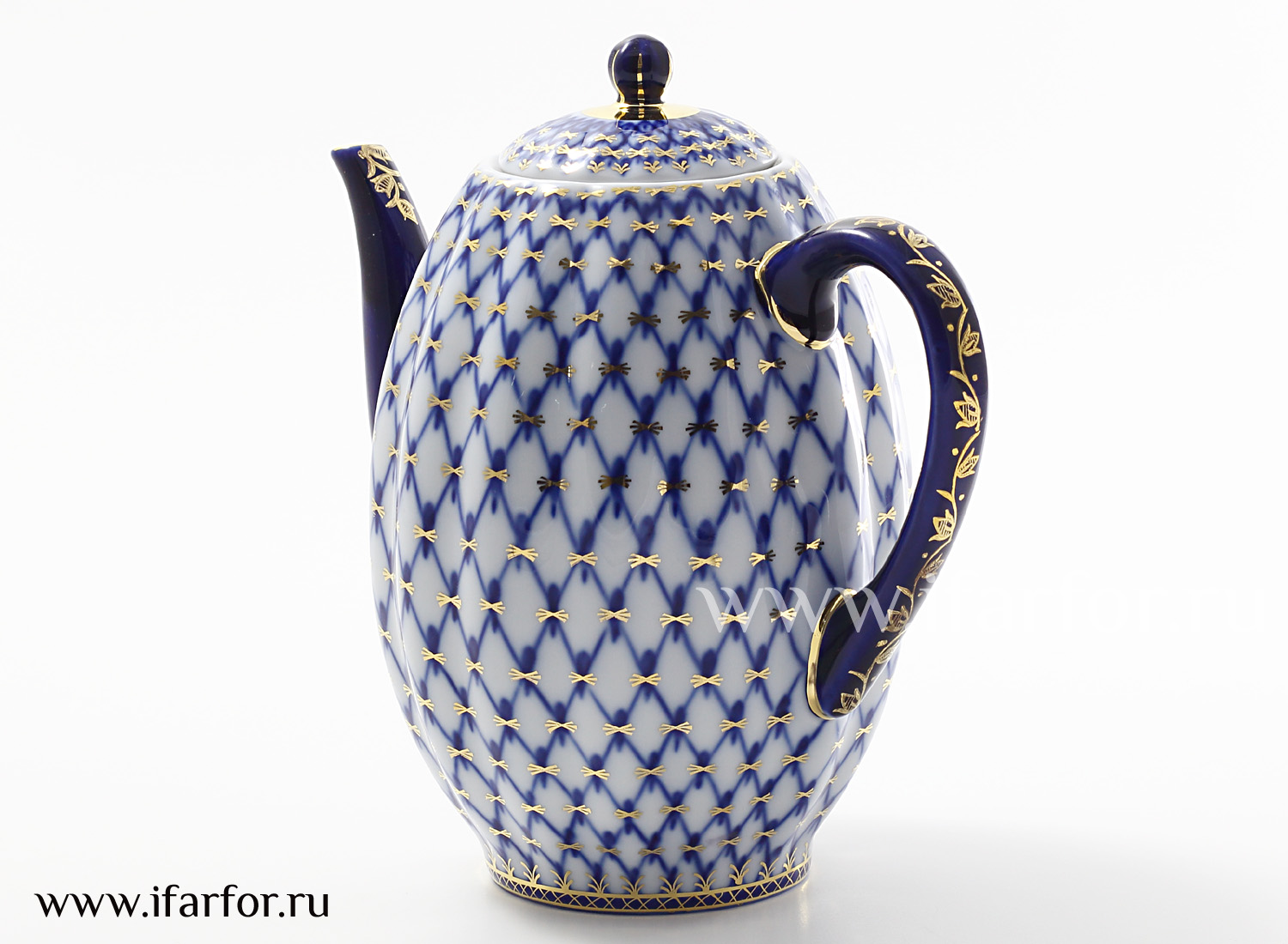 Кофейник «Кобальтовая сетка» Форма: Тюльпан. Твердый фарфор. 1200 мл.