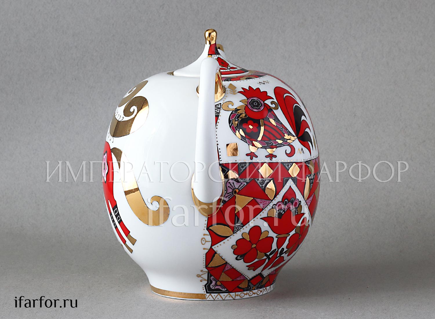Чайник доливной «Красный конь» Форма: Новгородский. Твердый фарфор. 2450 мл.