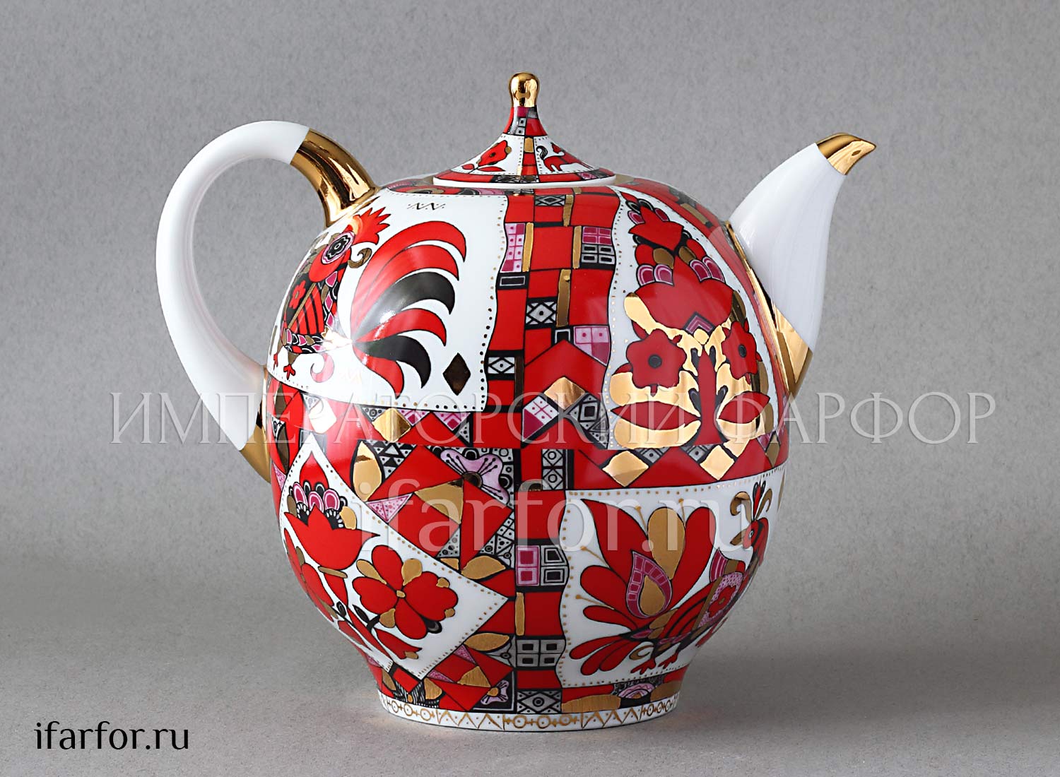 Чайник доливной «Красный конь» Форма: Новгородский. Твердый фарфор. 2450 мл.