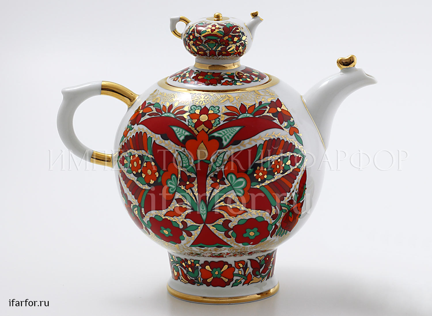 Чайник доливной «Красный петух» Форма: Семейный. Твердый фарфор. 1800 мл.