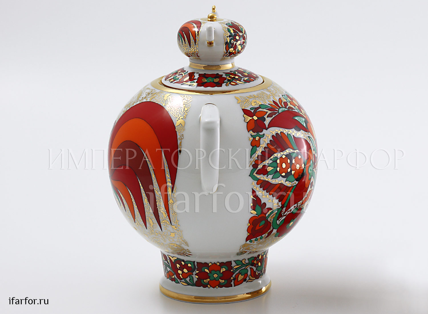 Чайник доливной «Красный петух» Форма: Семейный. Твердый фарфор. 1800 мл.