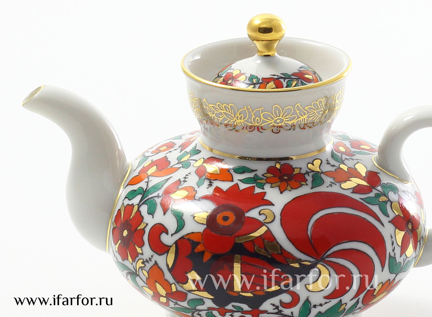 Чайник заварочный «Русский узор» Форма: Малыш. Твердый фарфор. 300 мл.