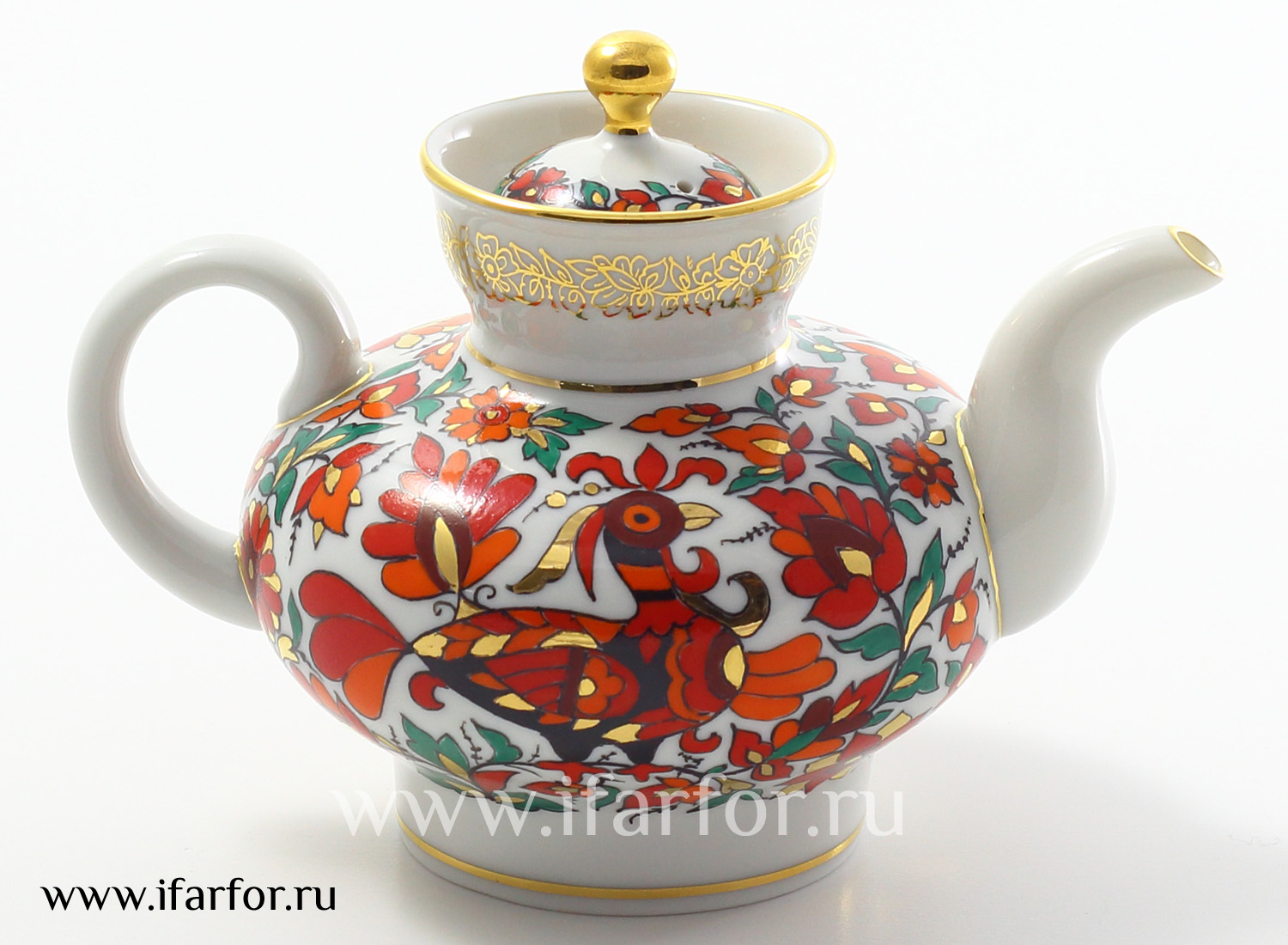 Чайник заварочный «Русский узор» Форма: Малыш. Твердый фарфор. 300 мл.