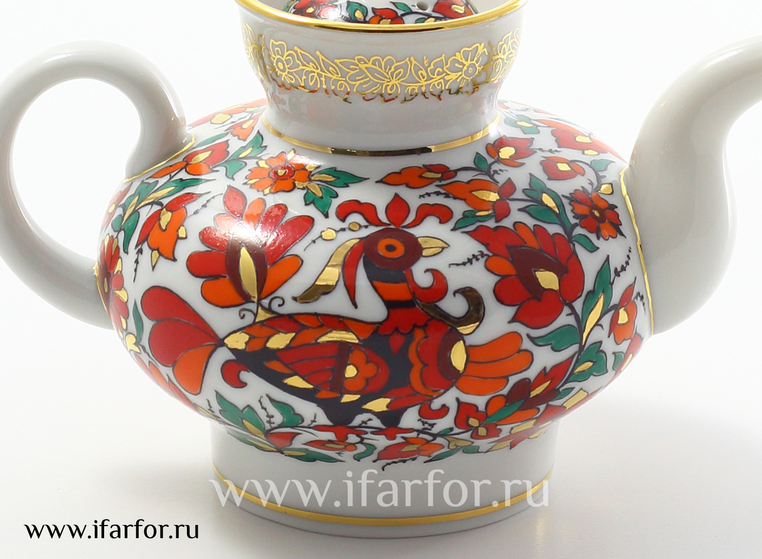 Чайник заварочный «Русский узор» Форма: Малыш. Твердый фарфор. 300 мл.