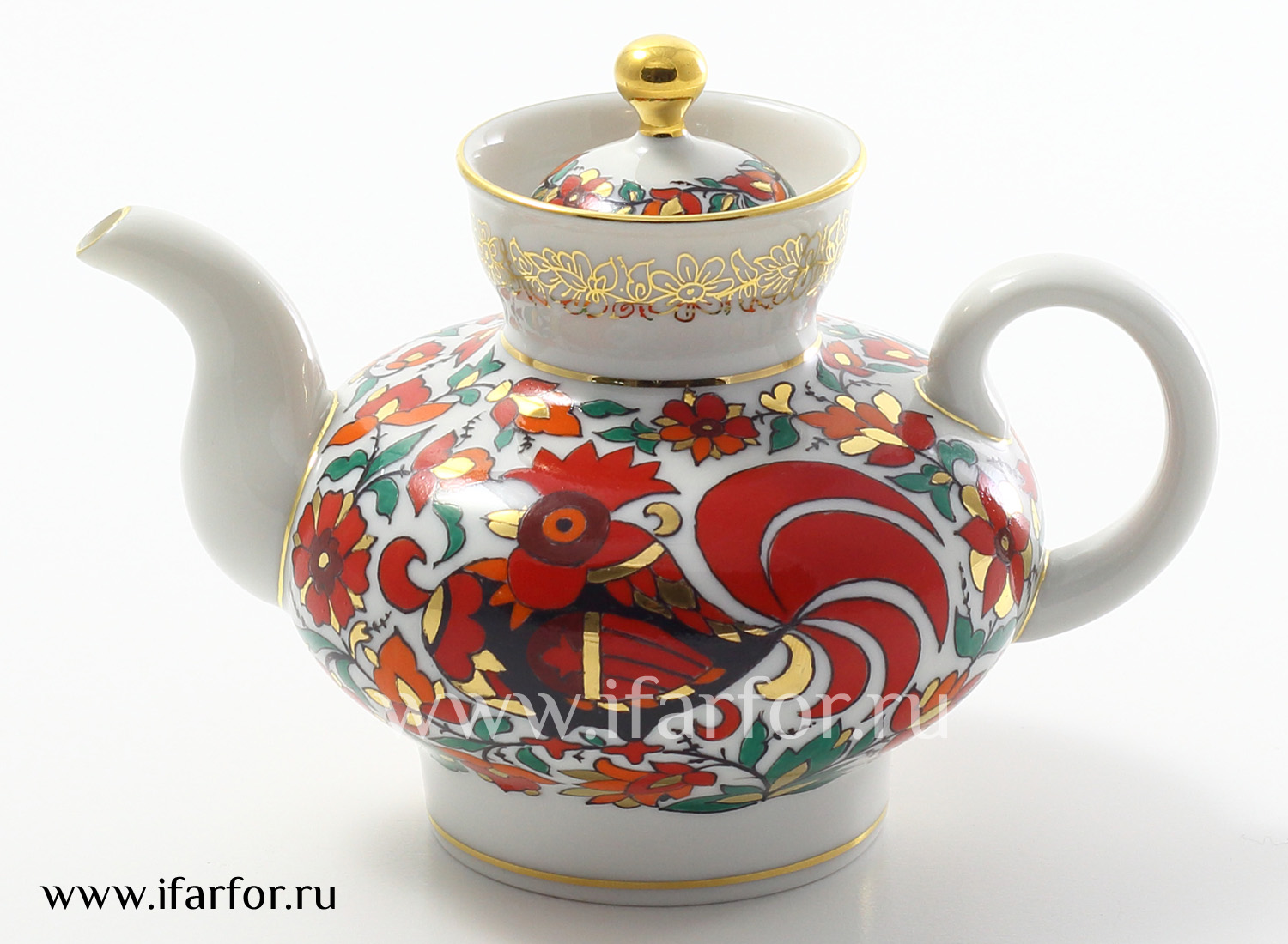 Чайник заварочный «Русский узор» Форма: Малыш. Твердый фарфор. 300 мл.