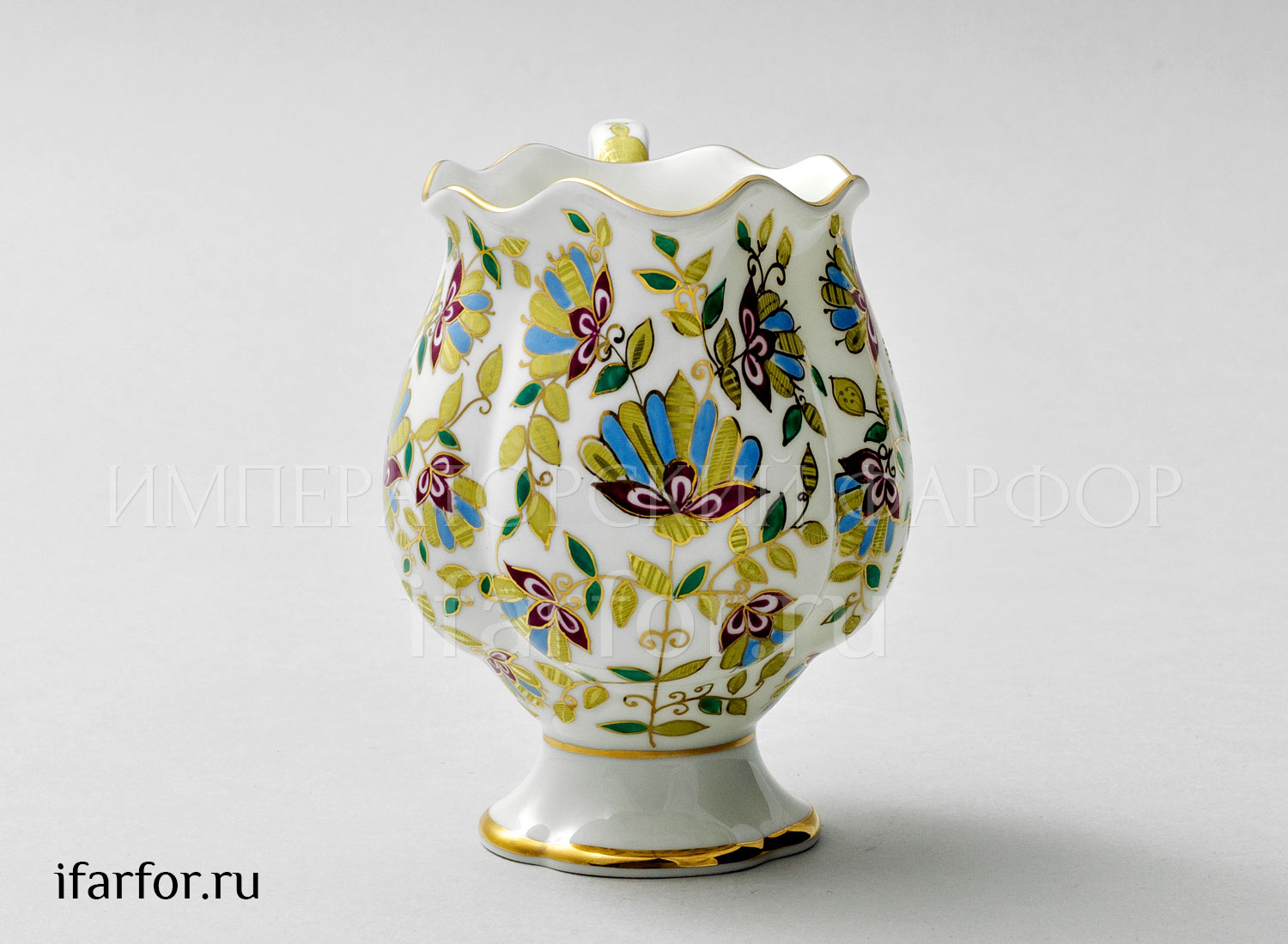 Сливочник «Розовые цветы» Форма: Наташа. Костяной фарфор. 320 мл.