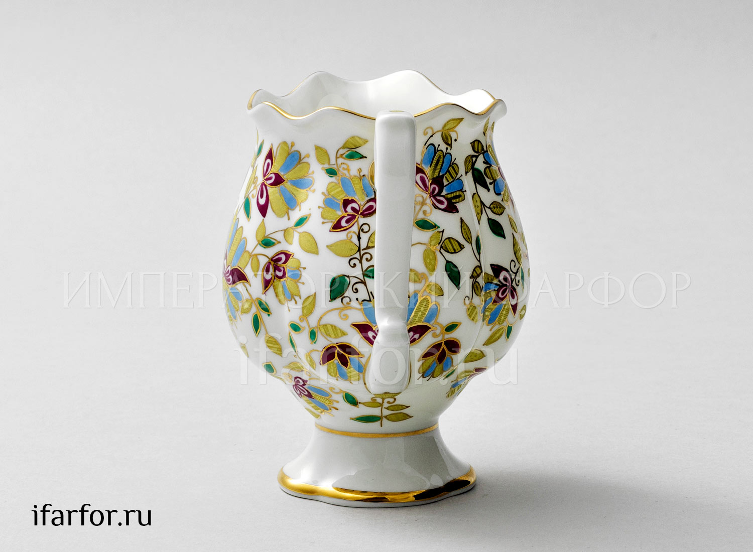 Сливочник «Розовые цветы» Форма: Наташа. Костяной фарфор. 320 мл.