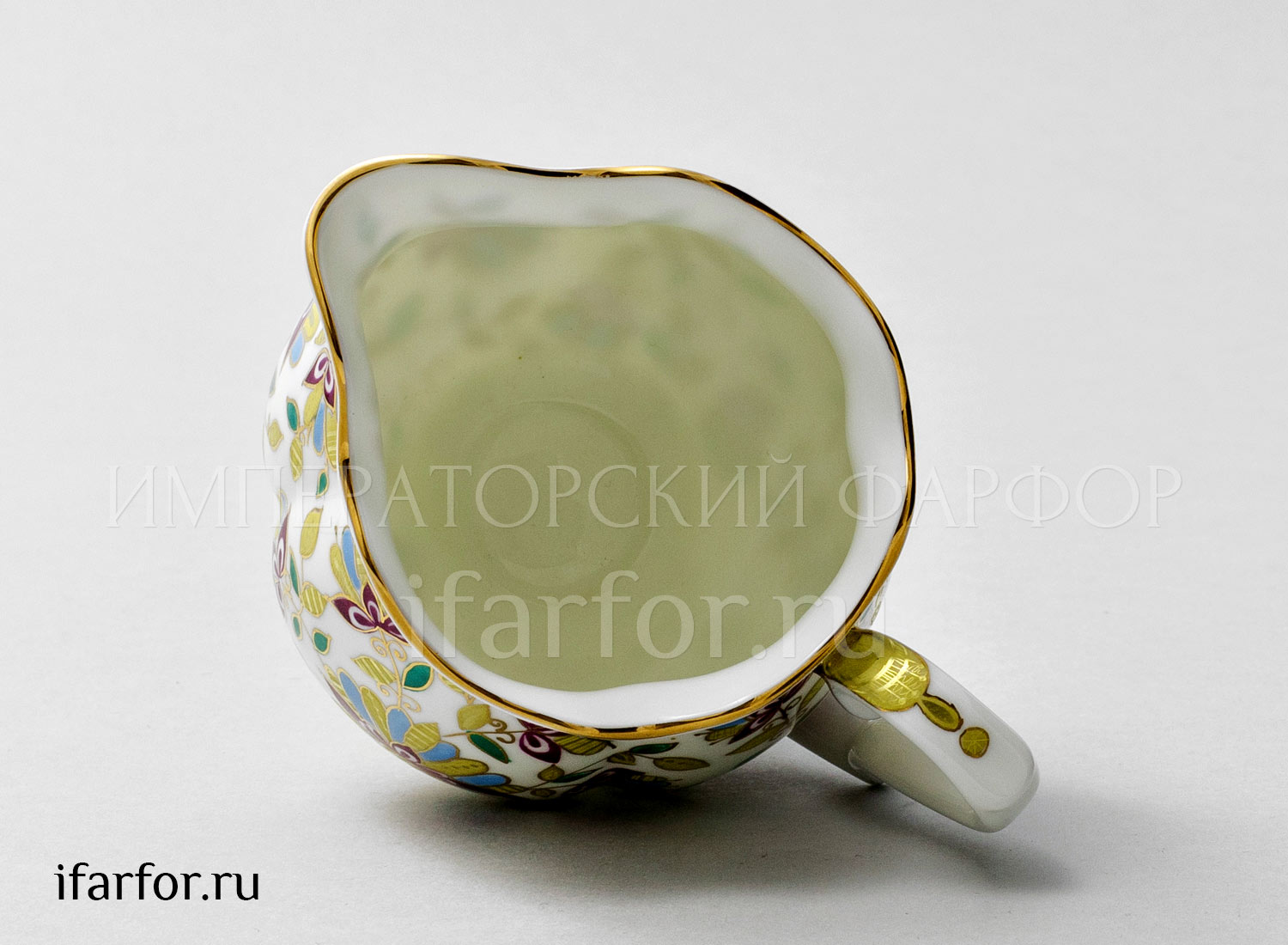 Сливочник «Розовые цветы» Форма: Наташа. Костяной фарфор. 320 мл.