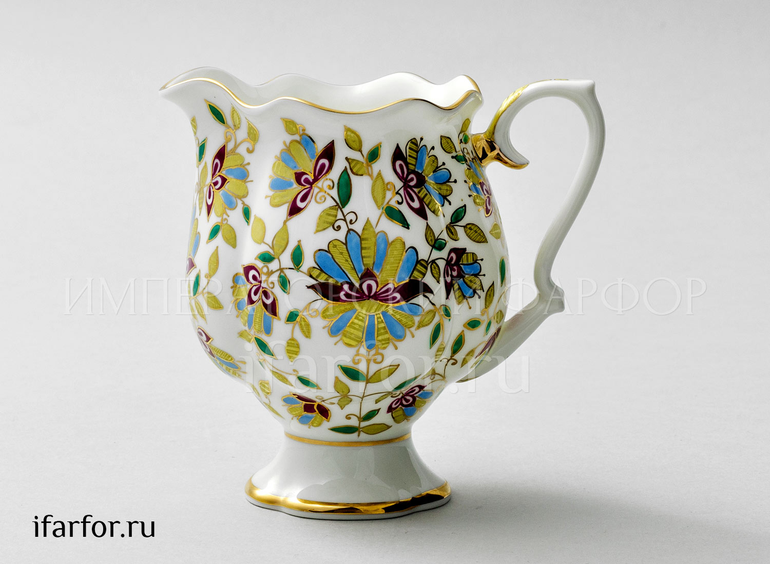 Сливочник «Розовые цветы» Форма: Наташа. Костяной фарфор. 320 мл.