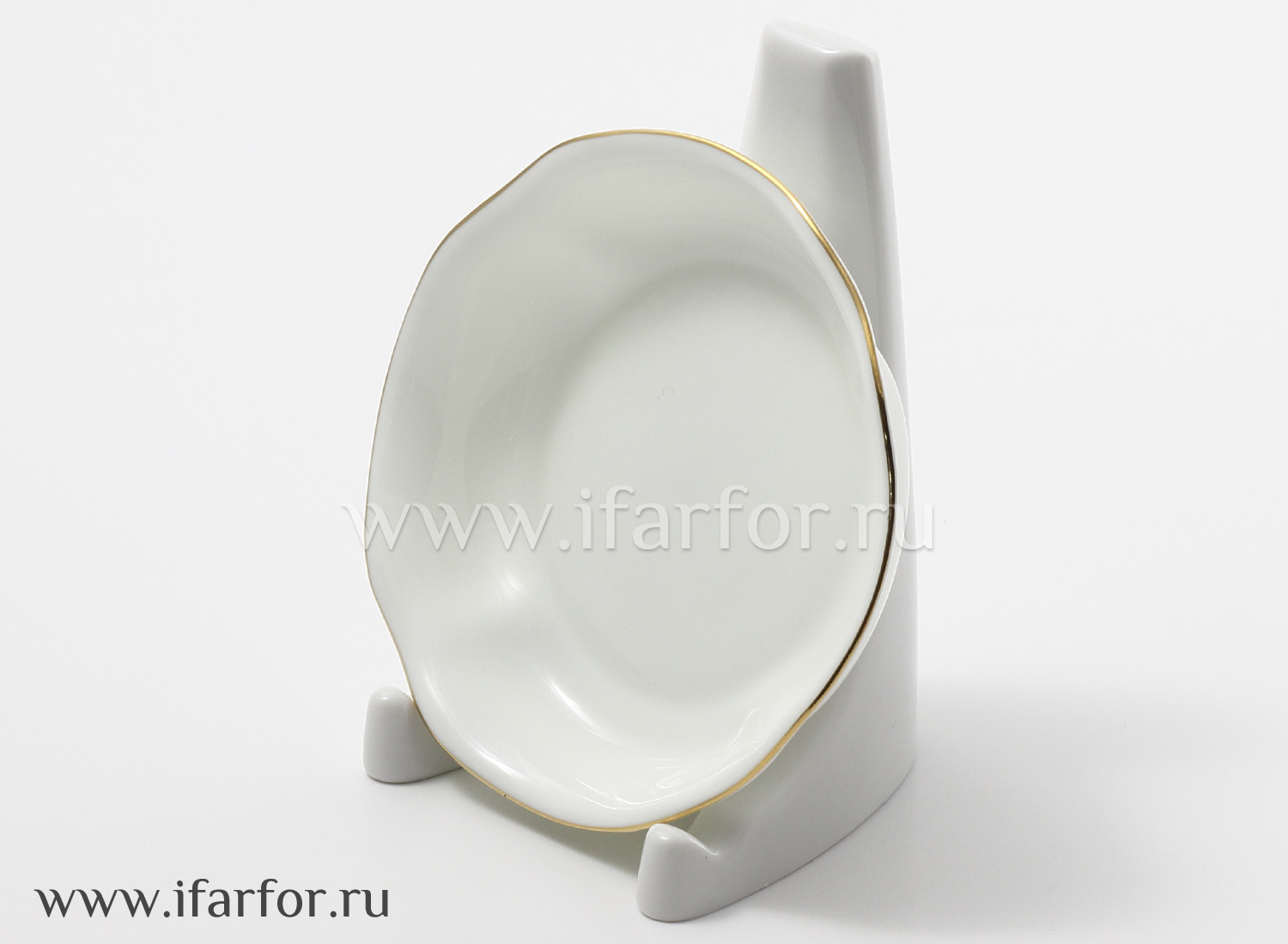 Розетка «Золотая лента» Форма: Наташа. Тонкостенный костяной фарфор. 97 мм.