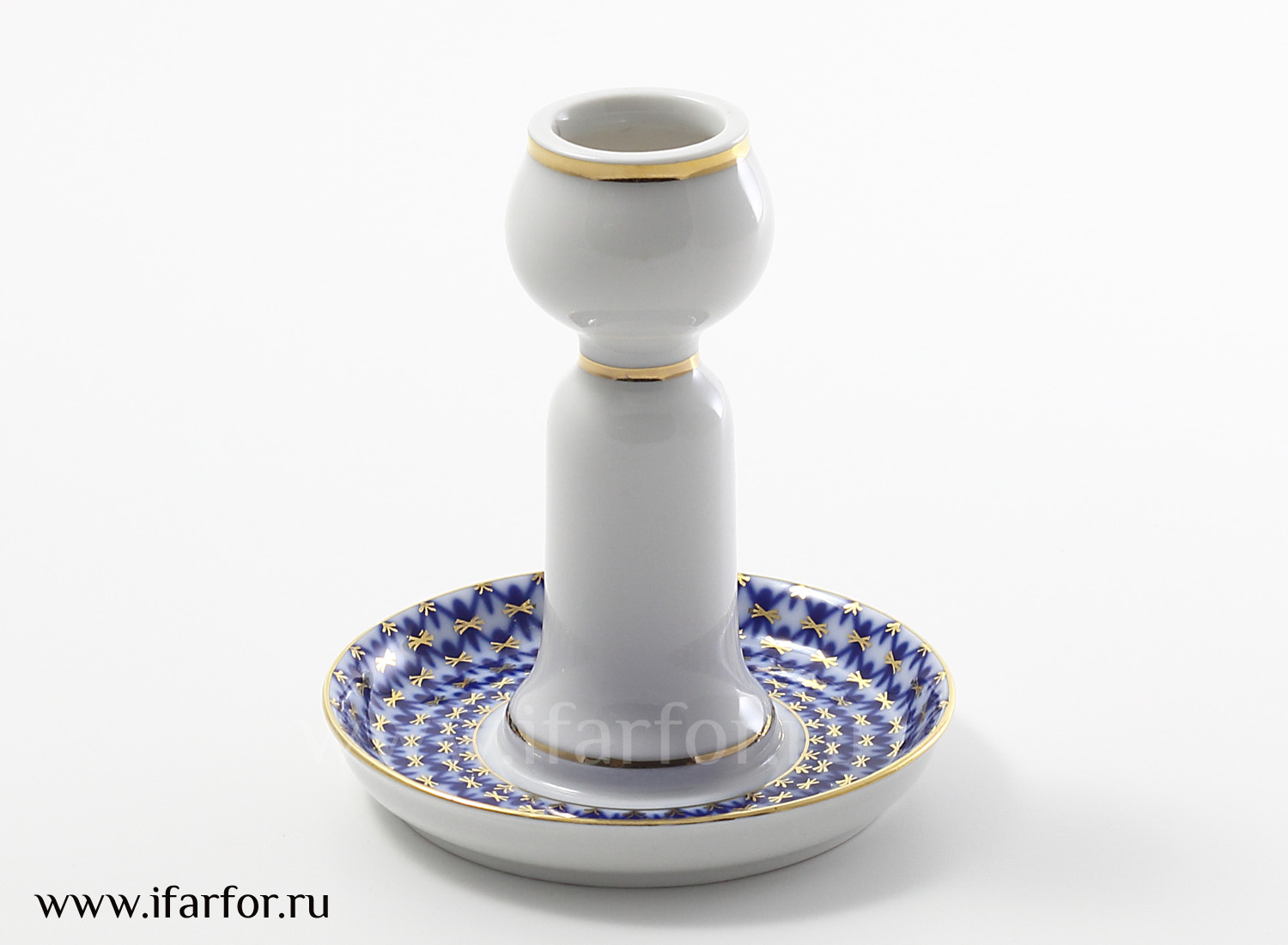 Подсвечник «Кобальтовая сетка» Форма: Бутон. Твердый фарфор. 109 x 117 мм.