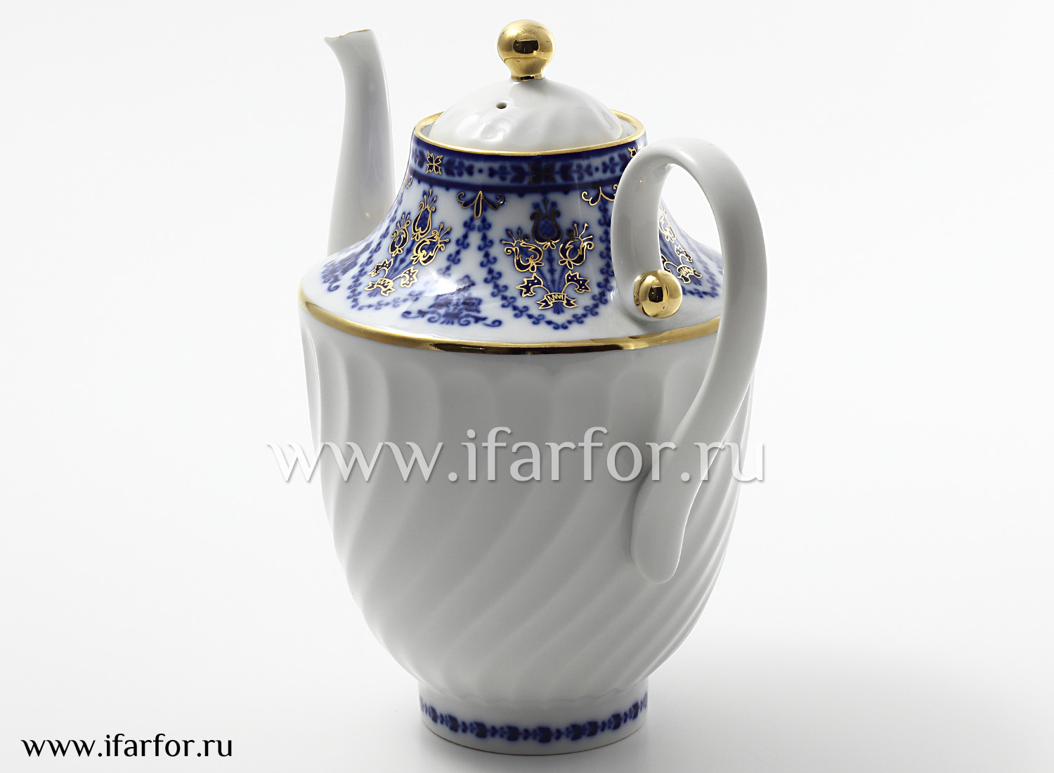 Кофейник «Кобальтовый фриз» Форма: Витая. Твердый фарфор. 1150 мл.