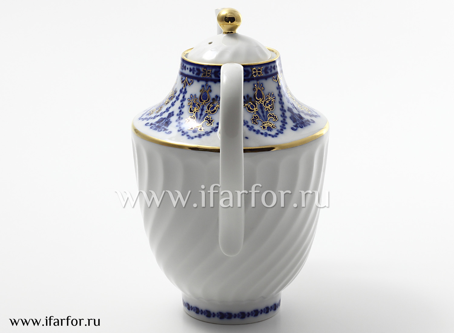 Кофейник «Кобальтовый фриз» Форма: Витая. Твердый фарфор. 1150 мл.