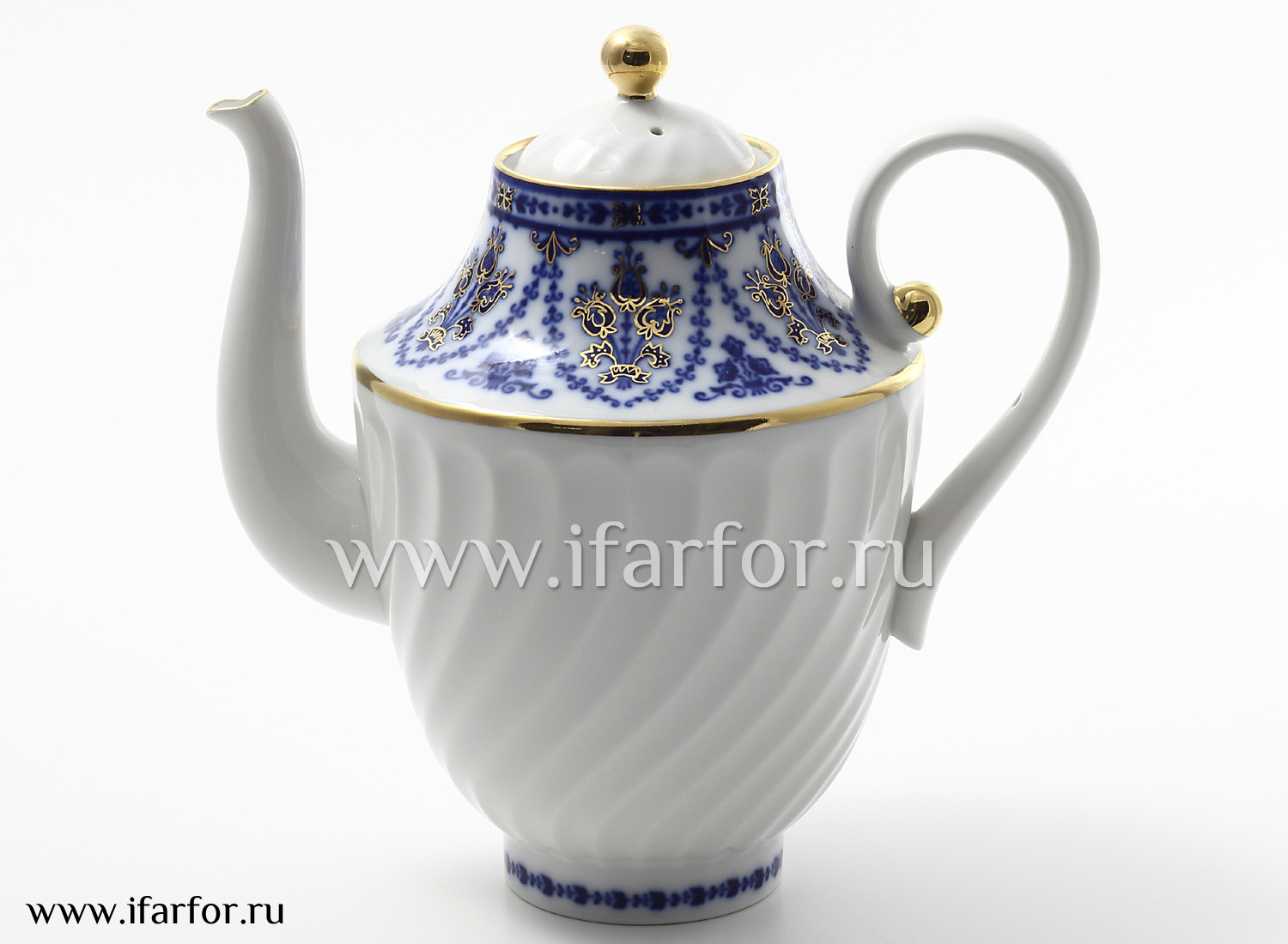 Кофейник «Кобальтовый фриз» Форма: Витая. Твердый фарфор. 1150 мл.