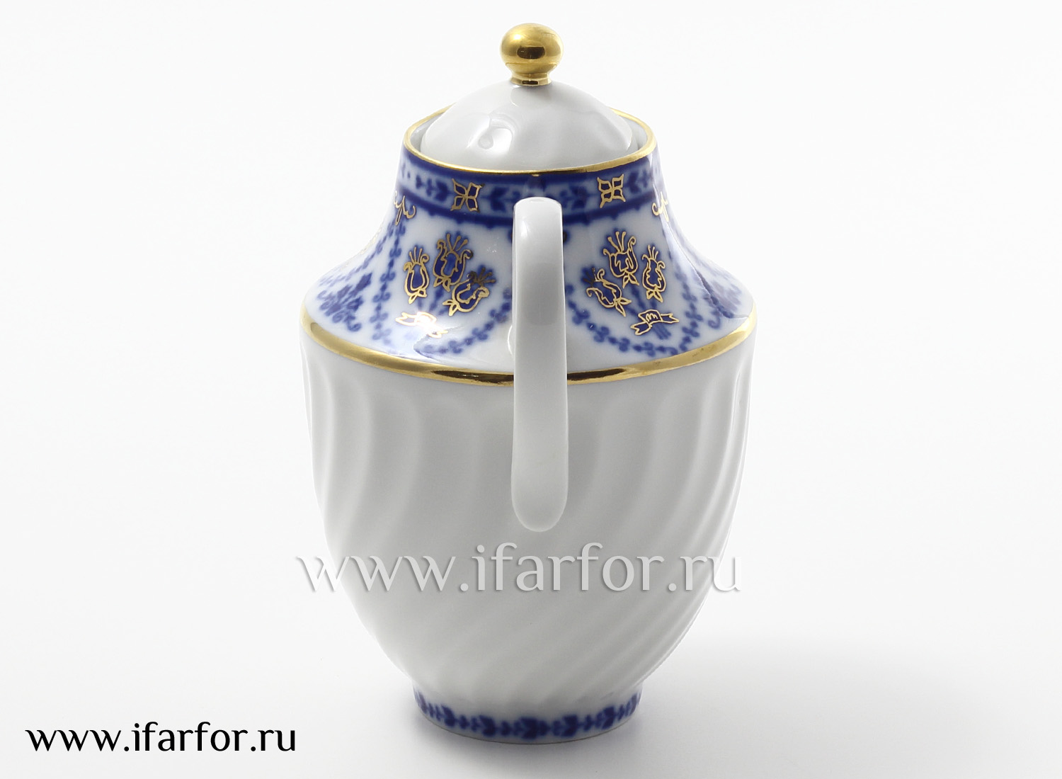 Сливочник «Кобальтовый фриз» Форма: Витая. Твердый фарфор. 390 мл.