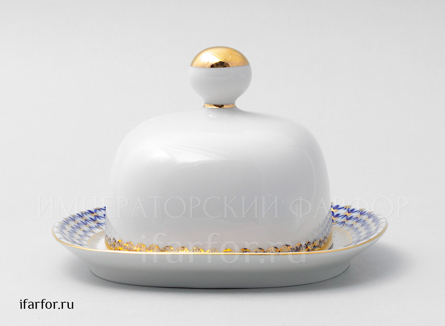 Масленка «Кобальтовая сетка» Форма: Прямоугольная. Твердый фарфор. 172 x 155 x 100 мм.