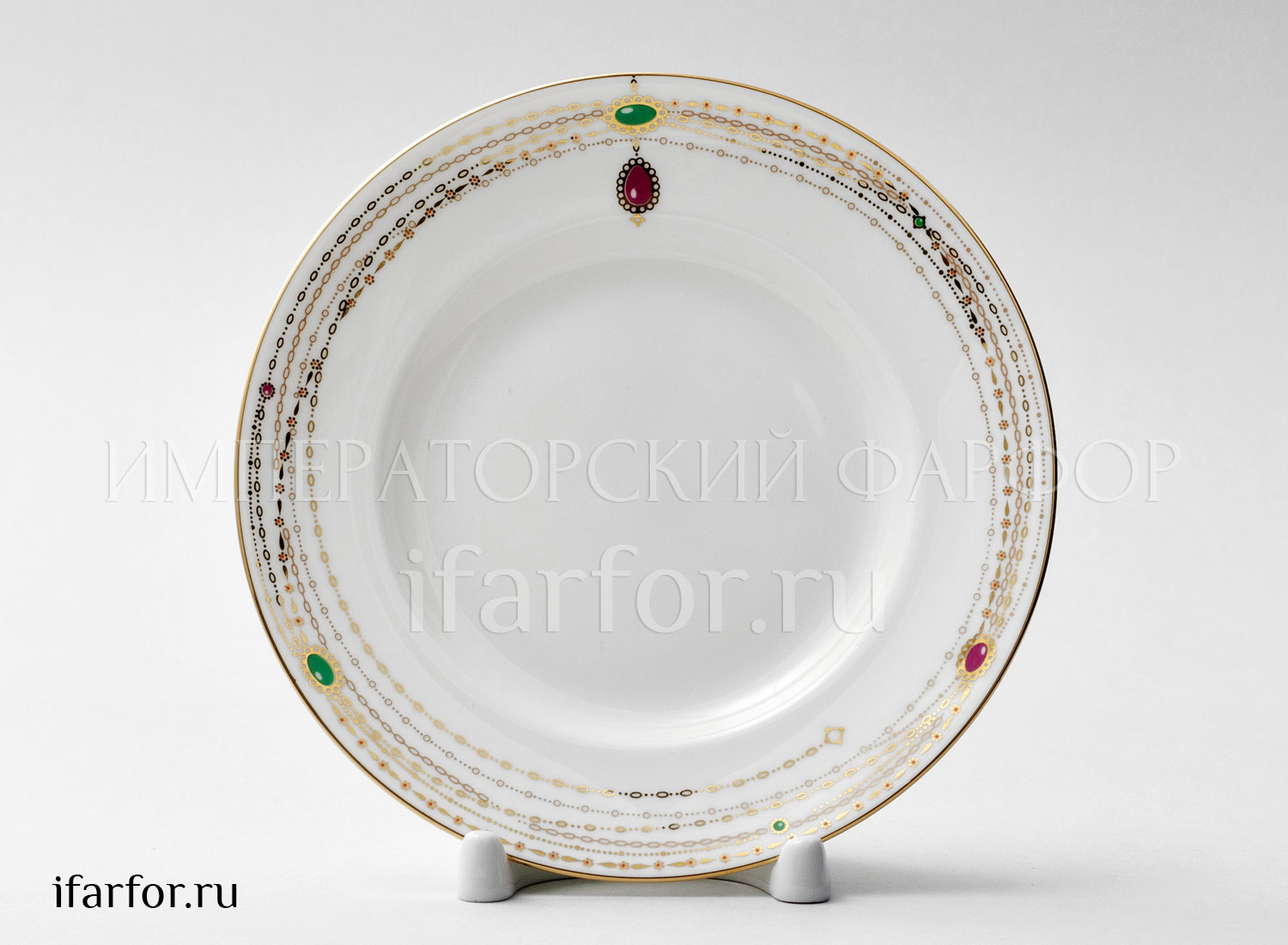 Тарелка мелкая «Золотой медальон» Костяной фарфор. 150 мм.