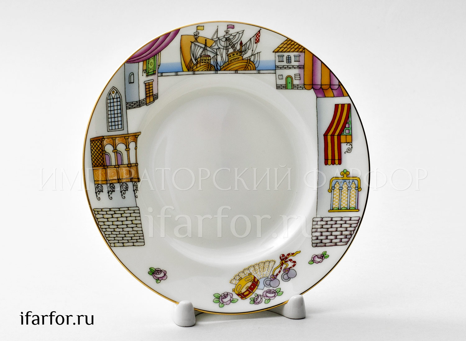 Тарелка мелкая «Балет. Дон Кихот» Костяной фарфор. 150 мм.