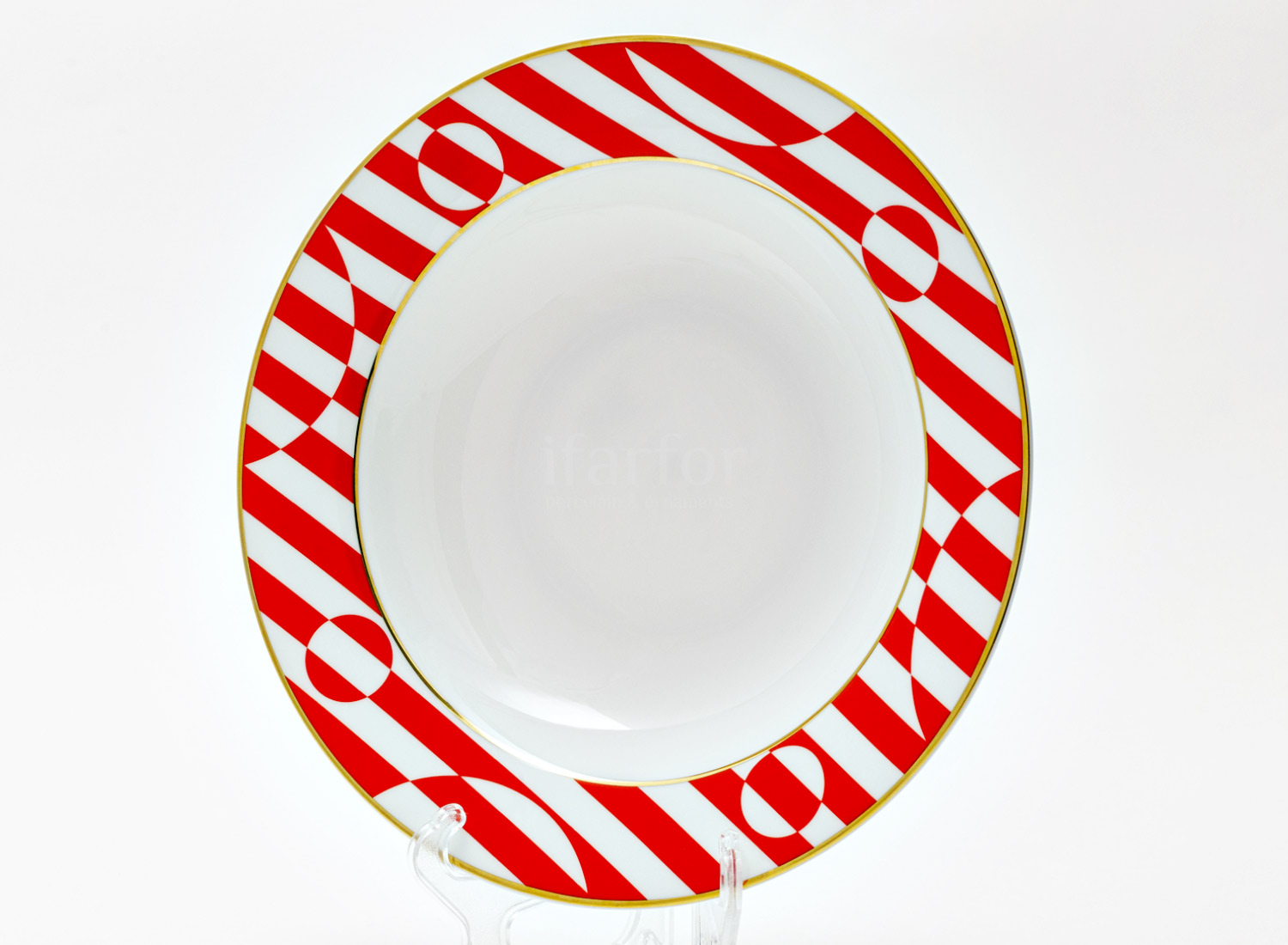 Тарелка глубокая «Да и нет (красный)» Толстостенный костяной фарфор. 235 мм.
