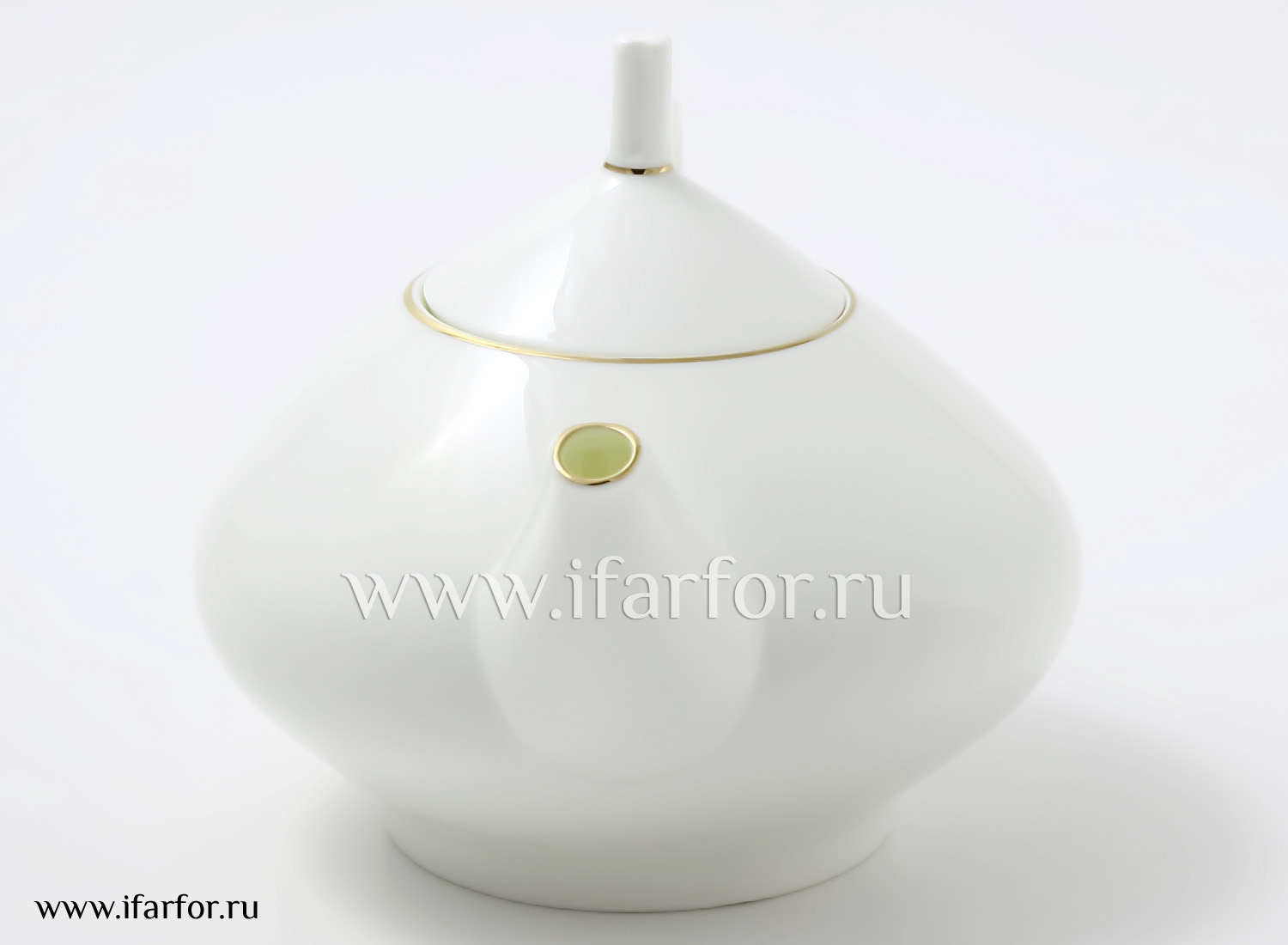 Чайник заварочный «Золотая лента» Форма: Купольная. Тонкостенный костяной фарфор. 1400 мл.