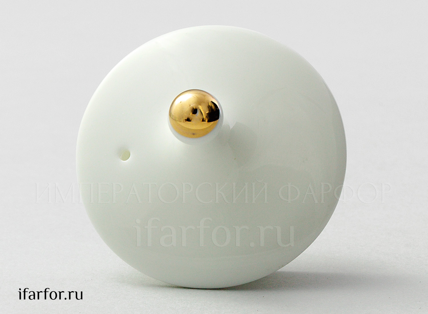 Крышка к чайнику «Золотая лента» Форма: Яблочко. Костяной фарфор. 60 x 40 x 45 мм.